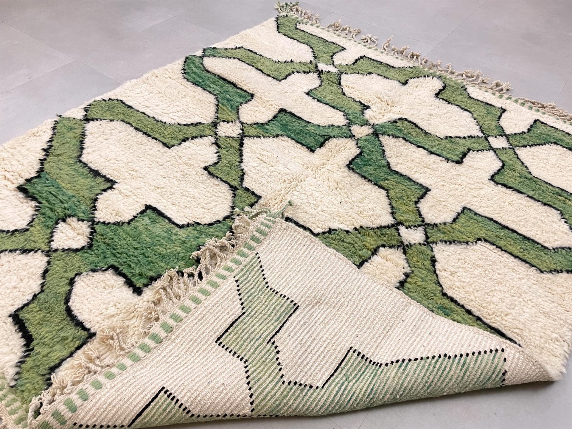 Green Interlock Beni Ourain Rug