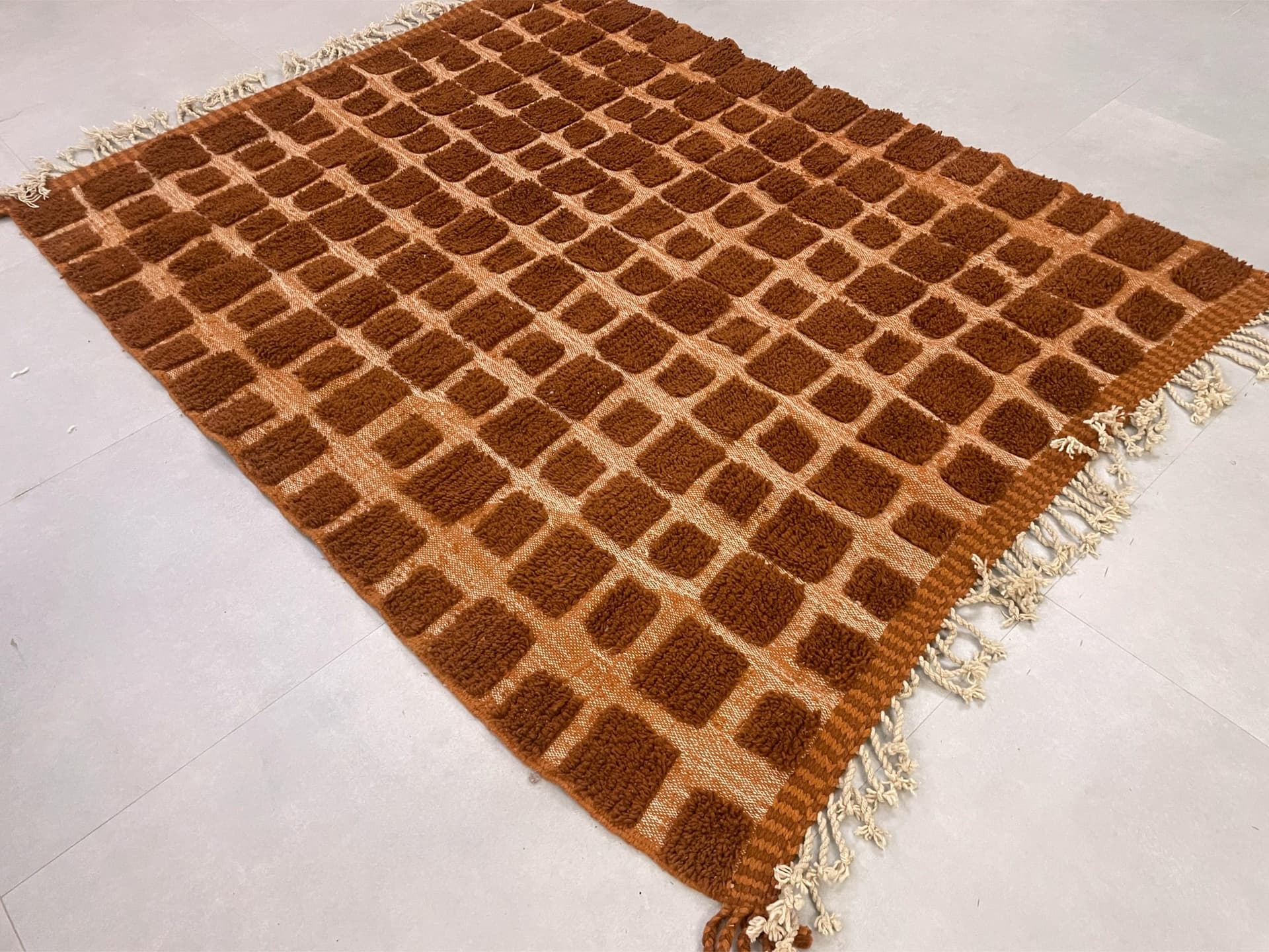 Brown Block Beni Ourain Rug
