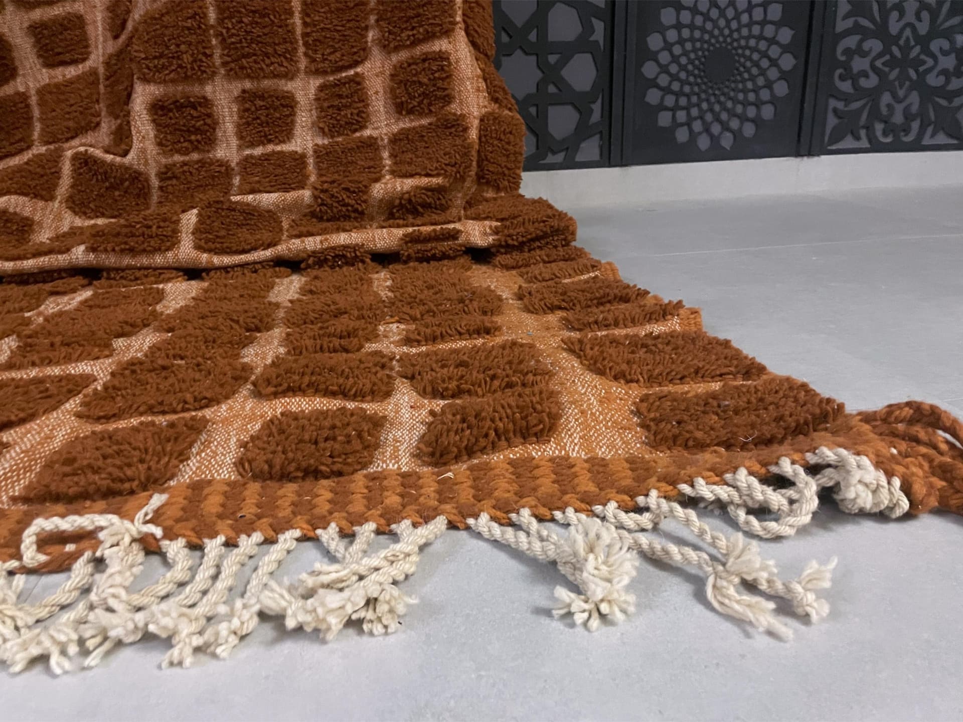 Brown Block Beni Ourain Rug