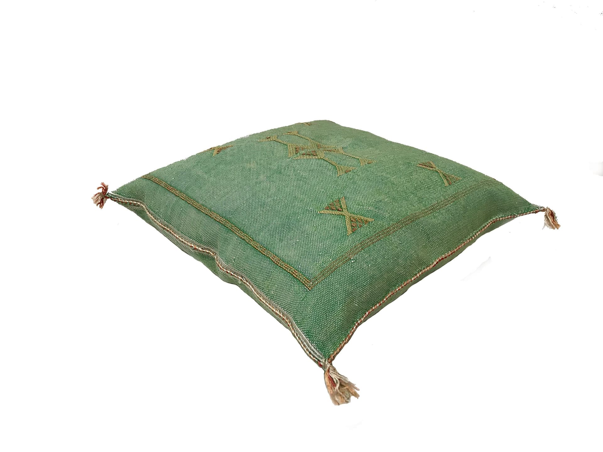 Green silk pillow, Moroccan Sabra cushion, handmade cactus silk pillow, Berber Sabra cushion, Pillow Throw, Moroccan Lumbar Sabra Cushion