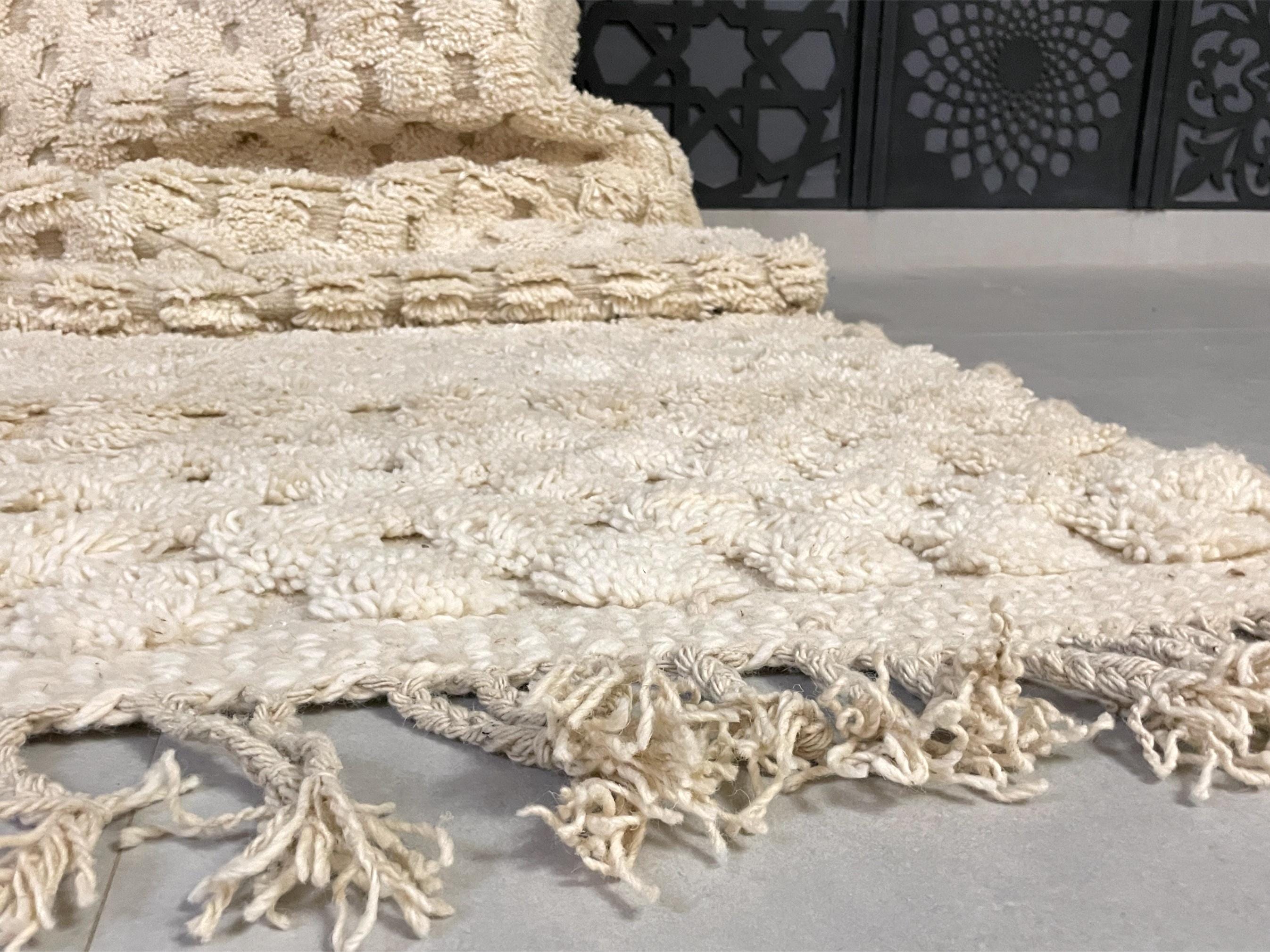 Ivory Checkered Beni Ourain Rug