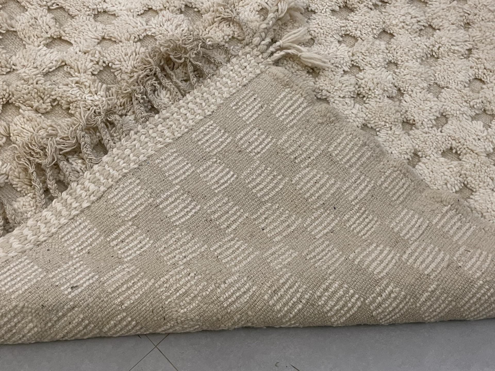 Ivory Checkered Beni Ourain Rug
