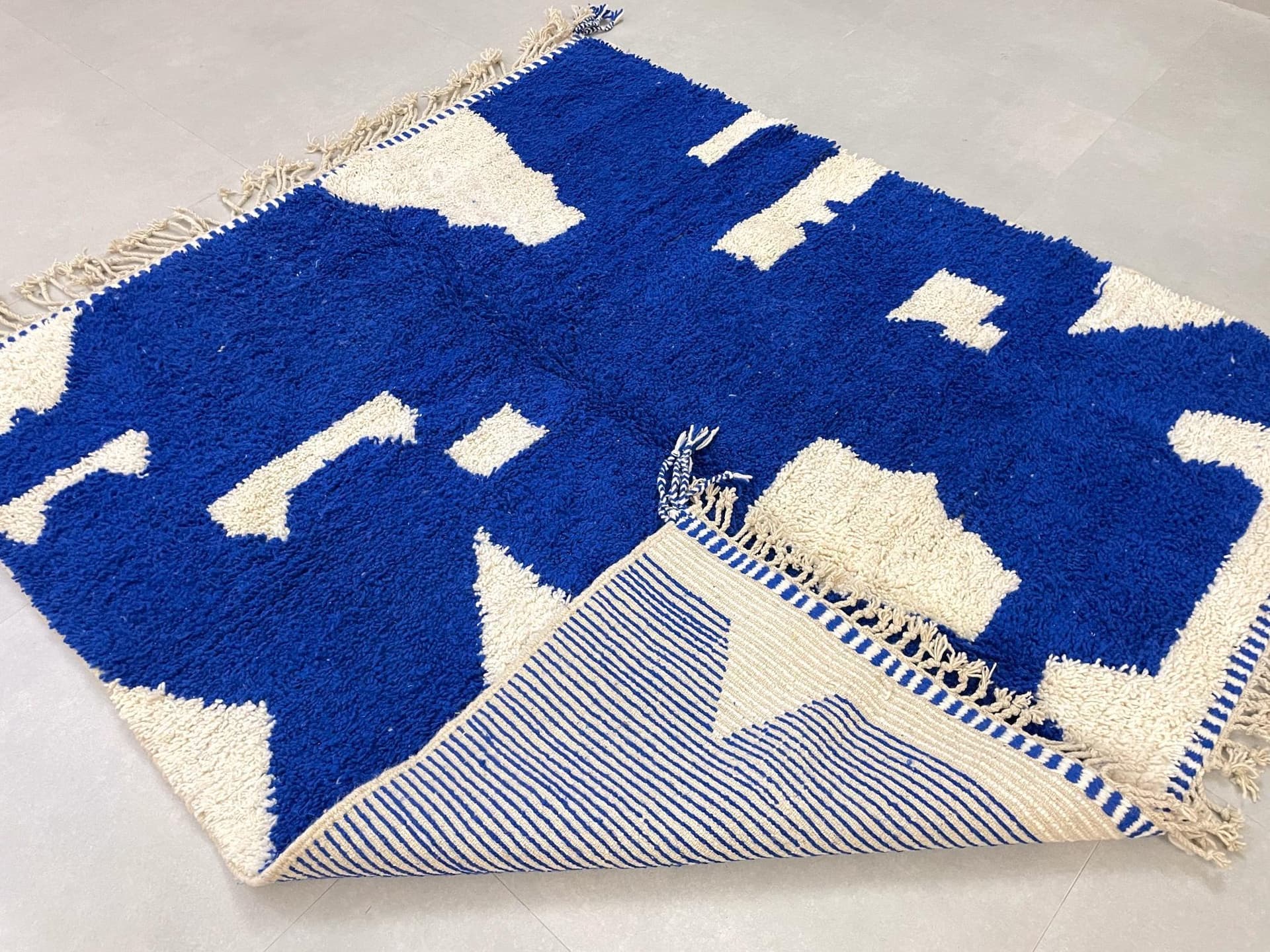 Blue Ivory Splash Beni Ourain Rug