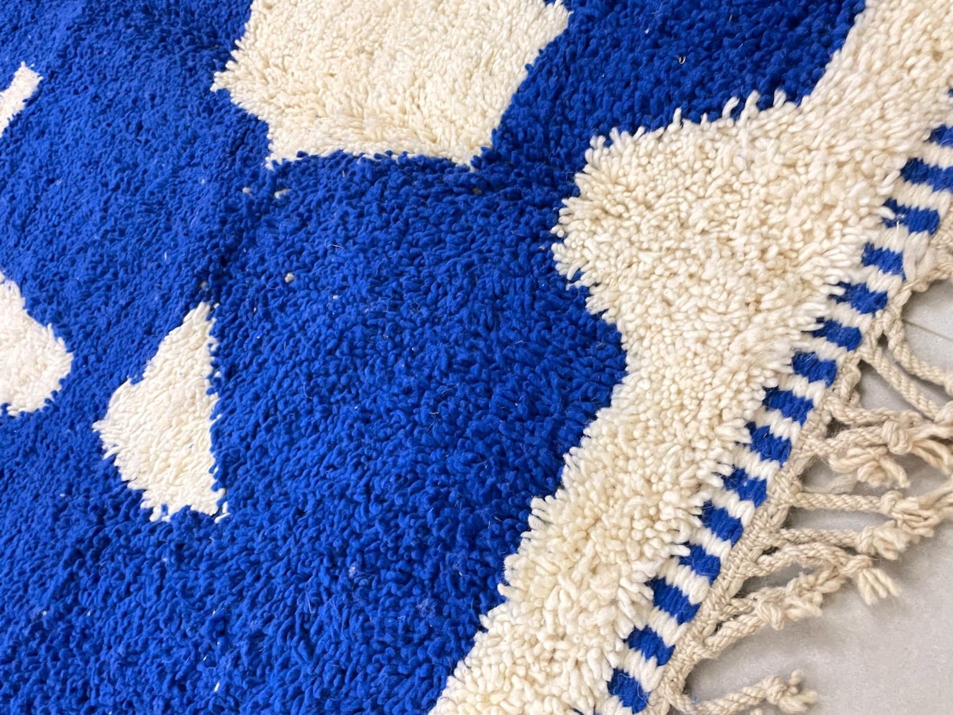 Blue Ivory Splash Beni Ourain Rug
