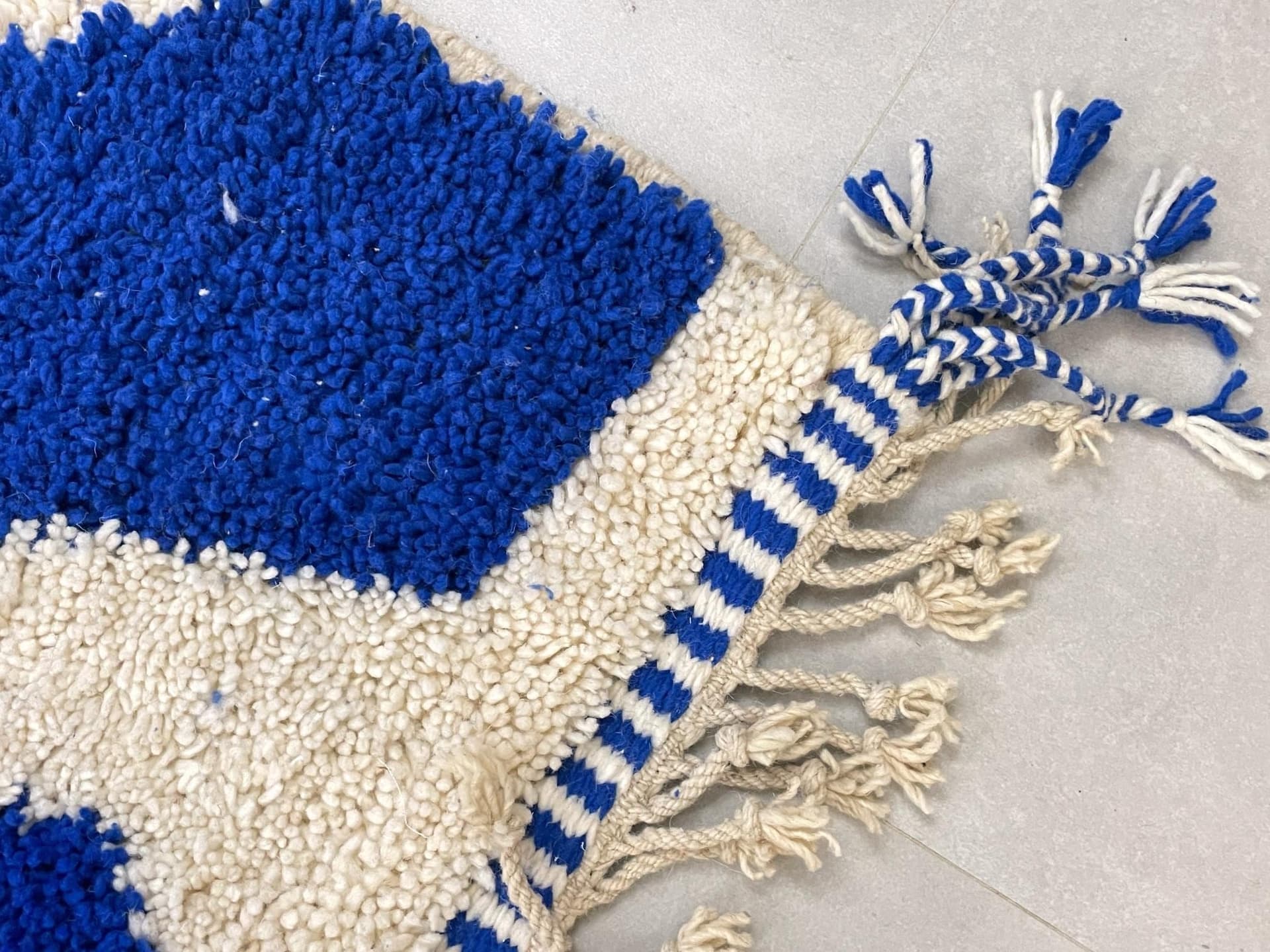 Blue Ivory Splash Beni Ourain Rug