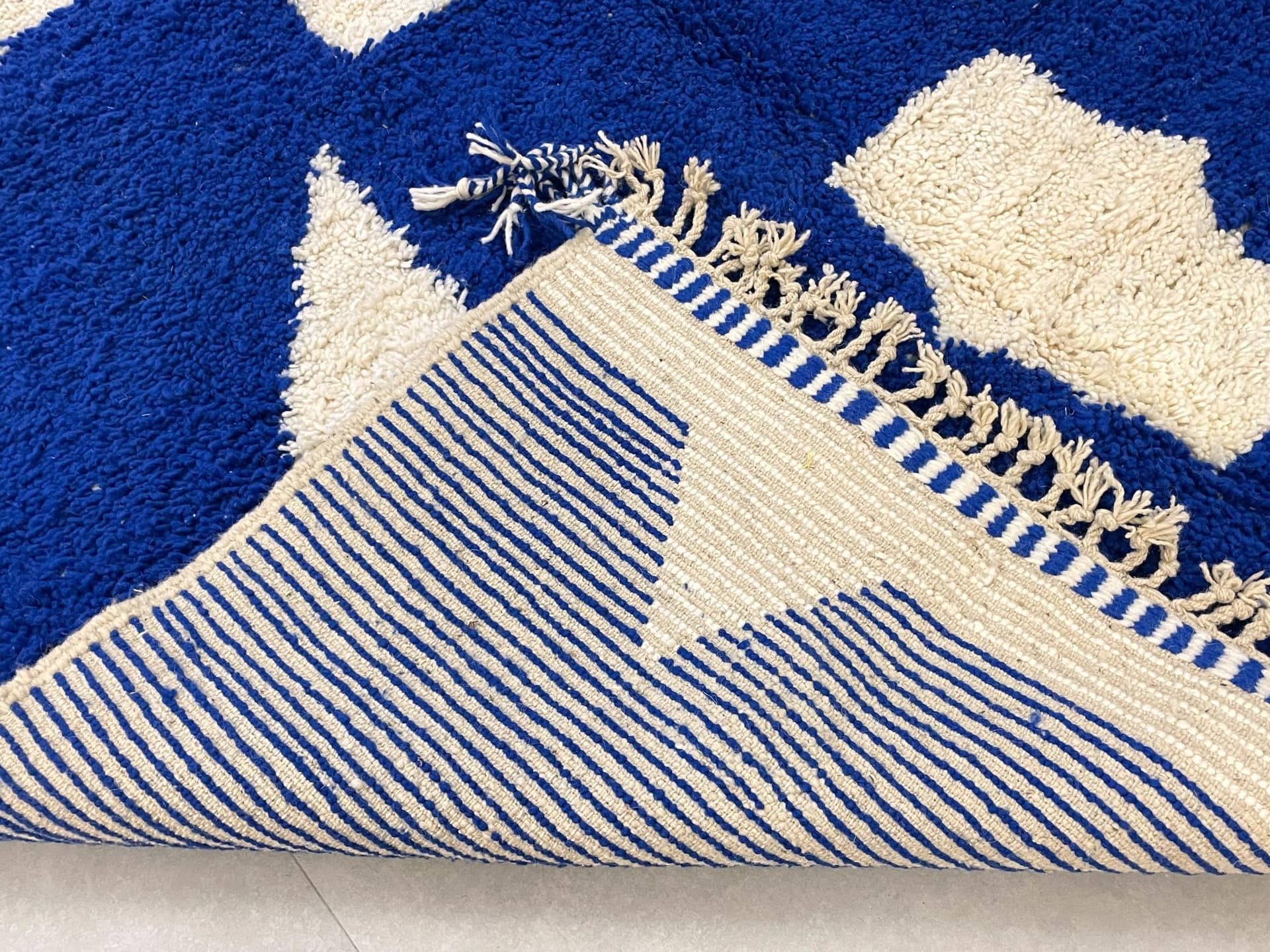 Blue Ivory Splash Beni Ourain Rug
