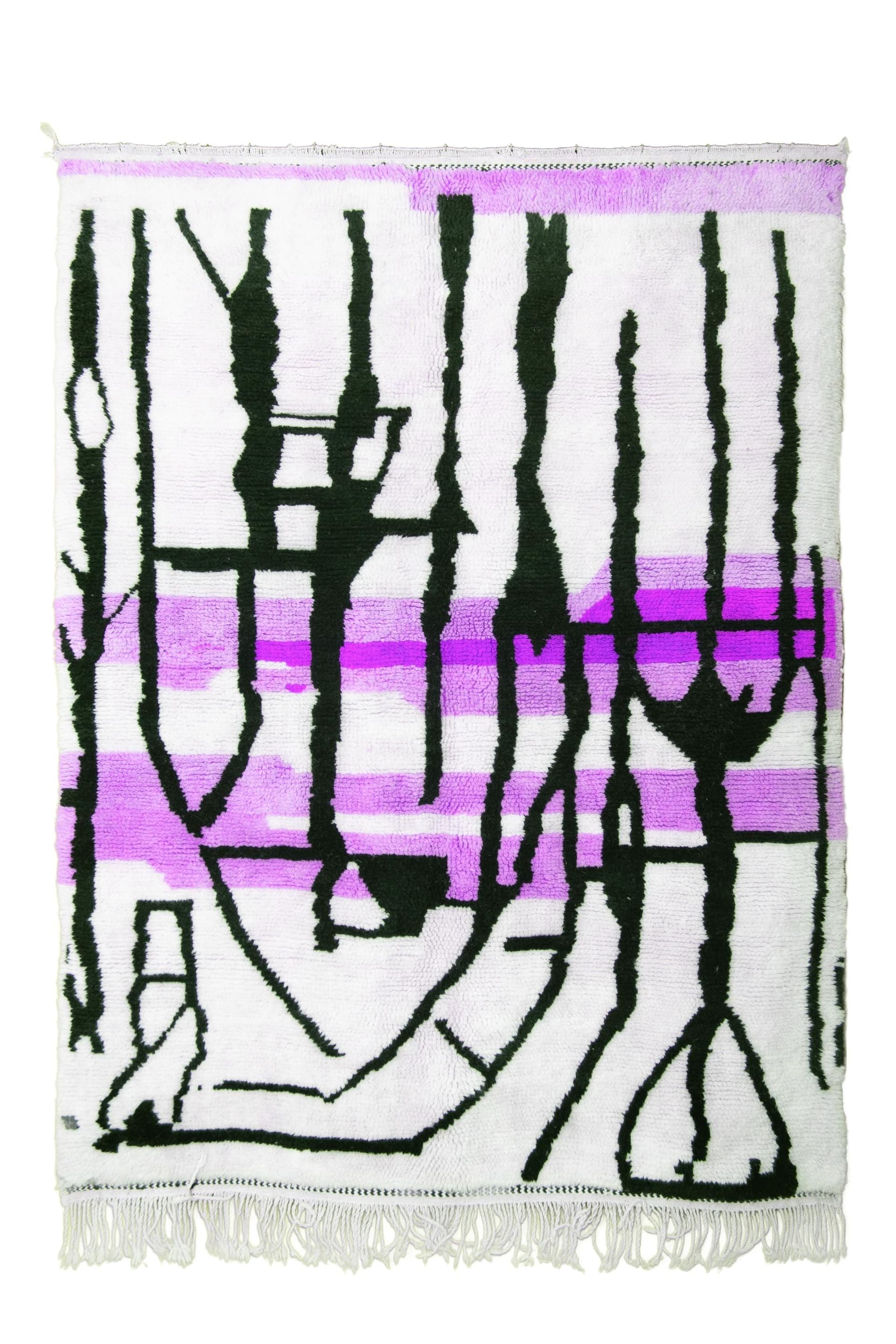 Ivory Purple Band Beni Mrirt Rug