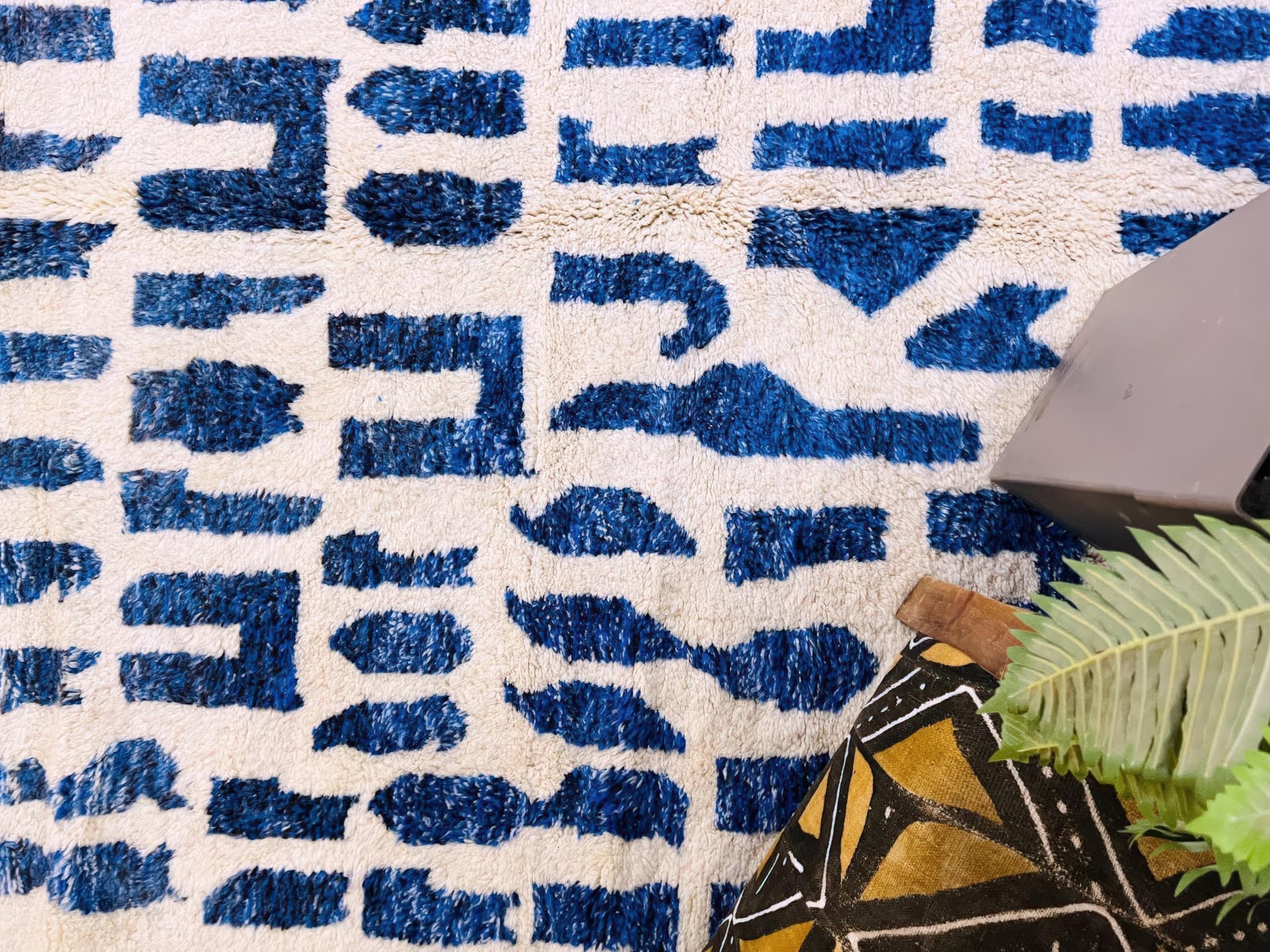 Blue Brushstroke Beni Ourain Rug
