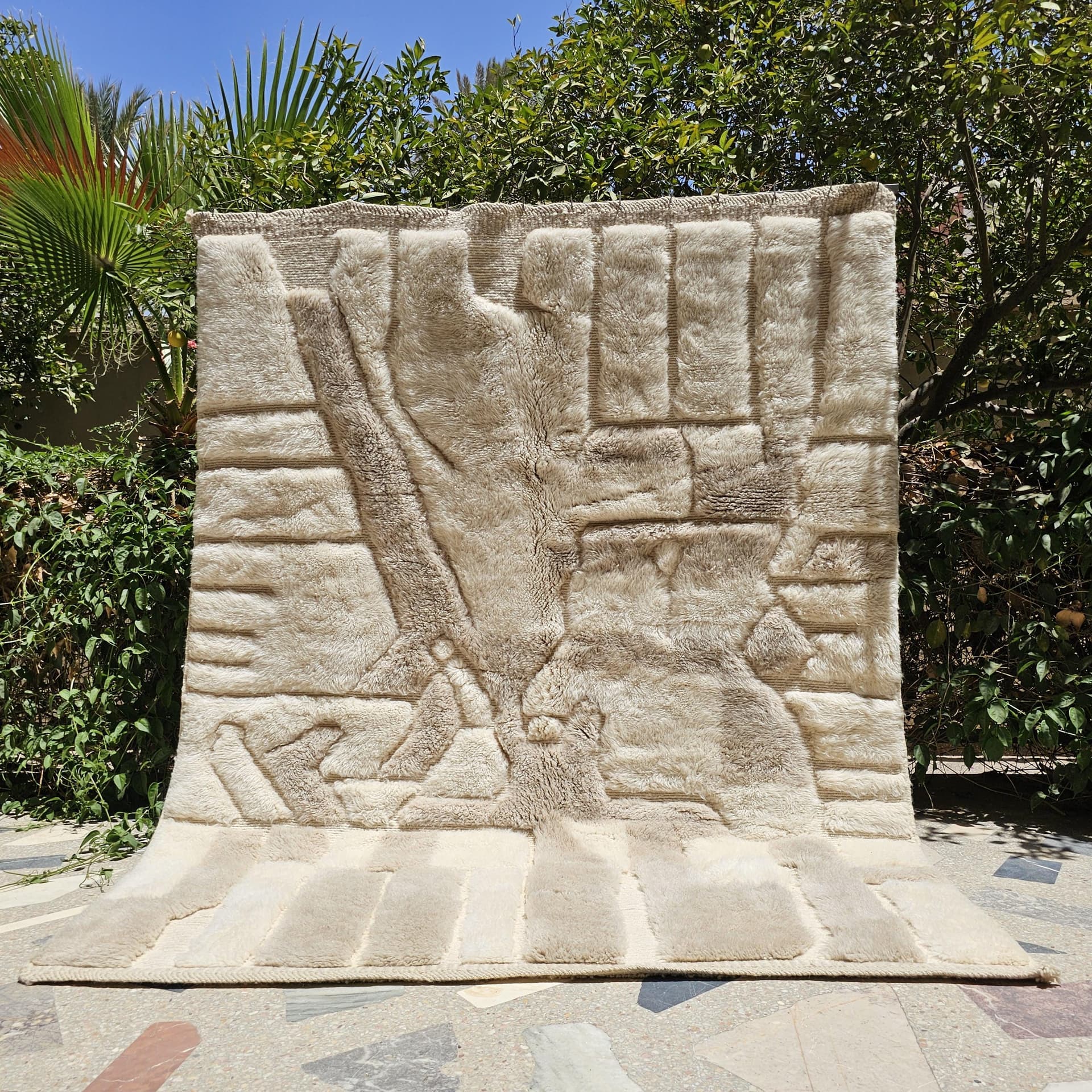 Ivory Carved Panel Mrirt Rug