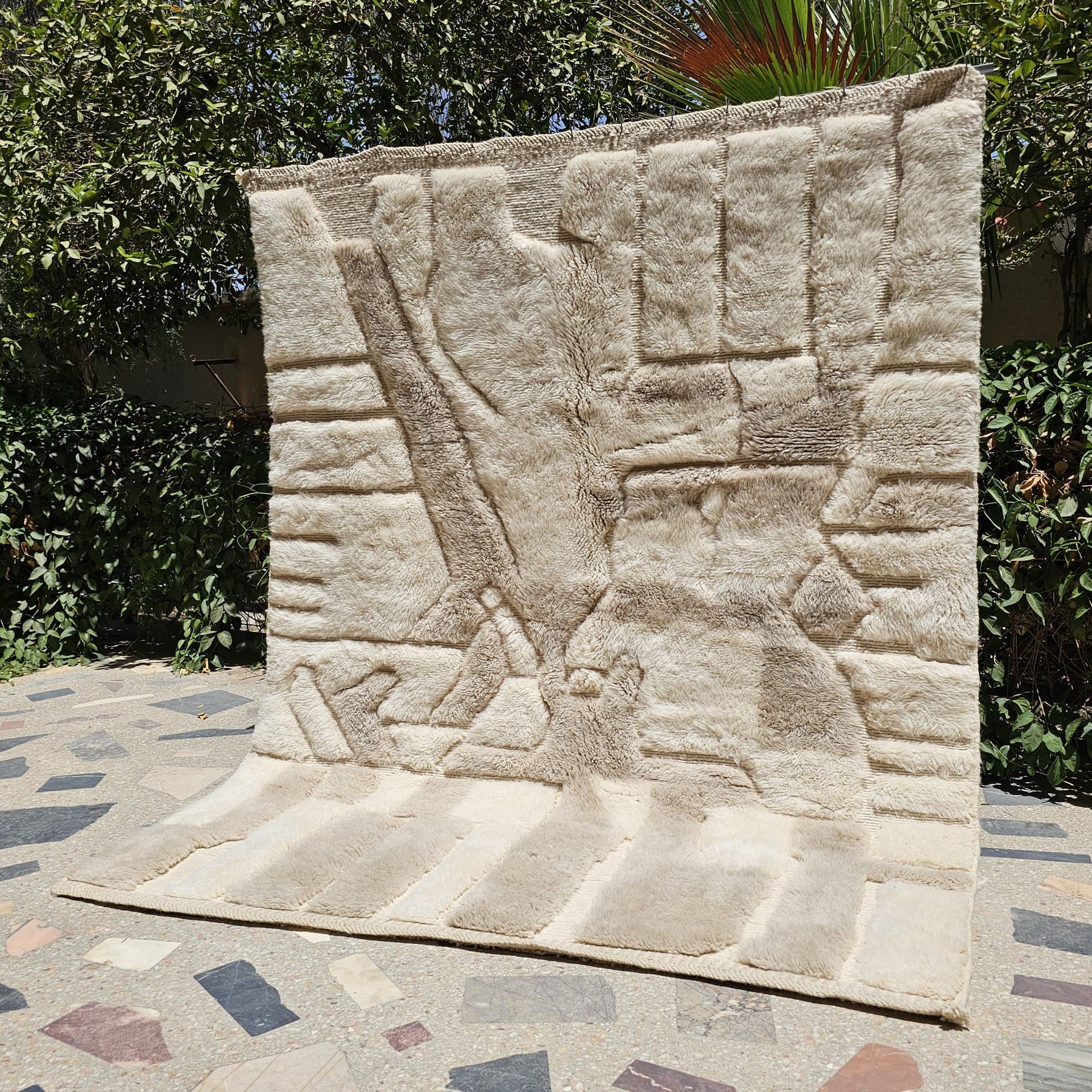 Ivory Carved Panel Mrirt Rug