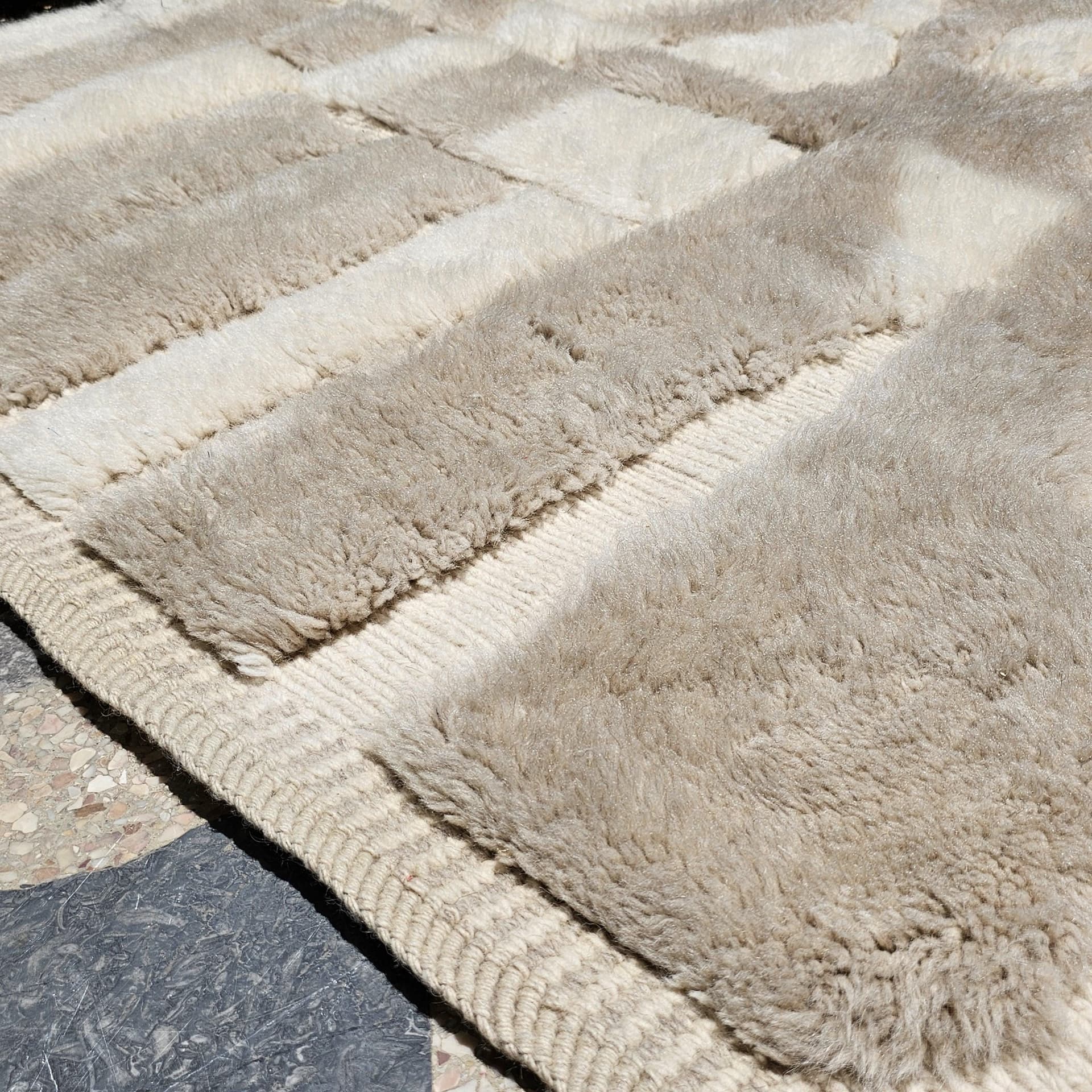Ivory Carved Panel Mrirt Rug