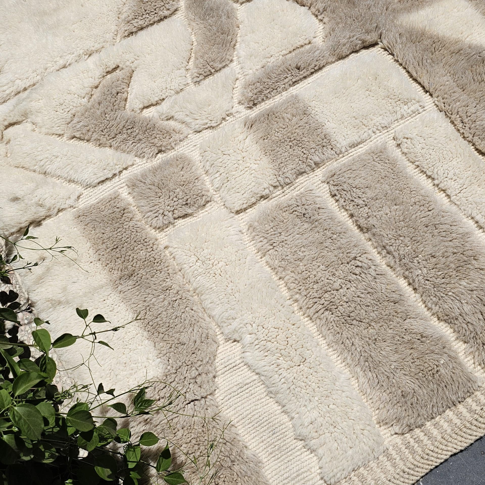 Ivory Carved Panel Mrirt Rug