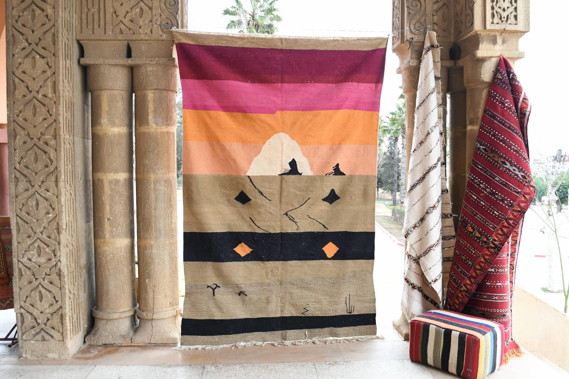 Neutral Sunset Stripe Kilim Rug