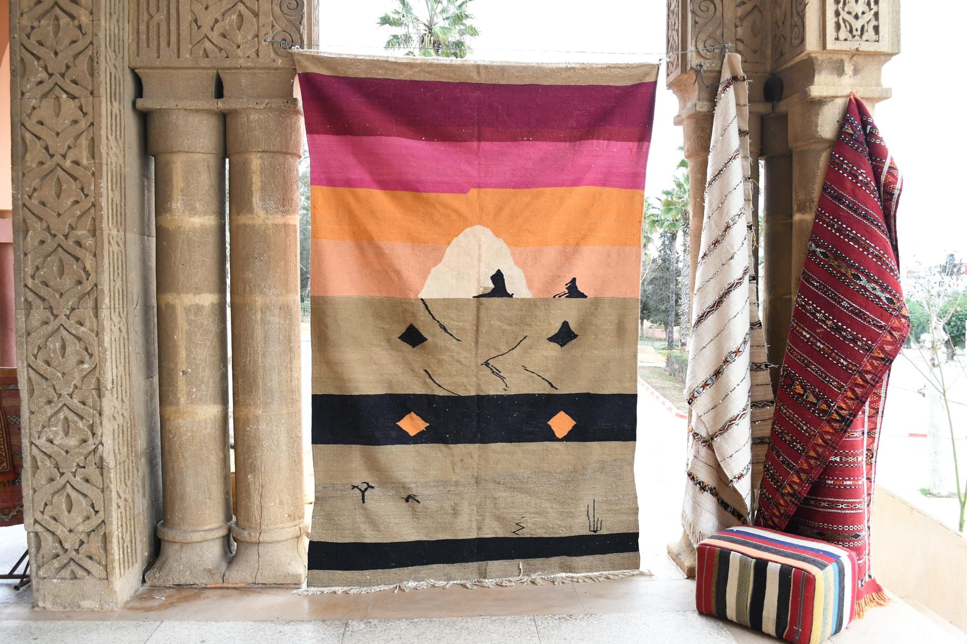 Neutral Sunset Stripe Kilim Rug