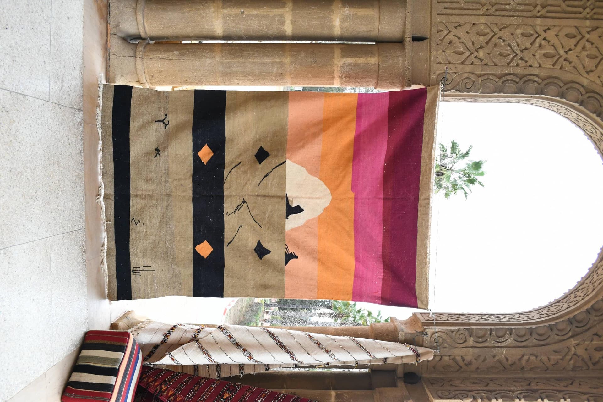 Neutral Sunset Stripe Kilim Rug