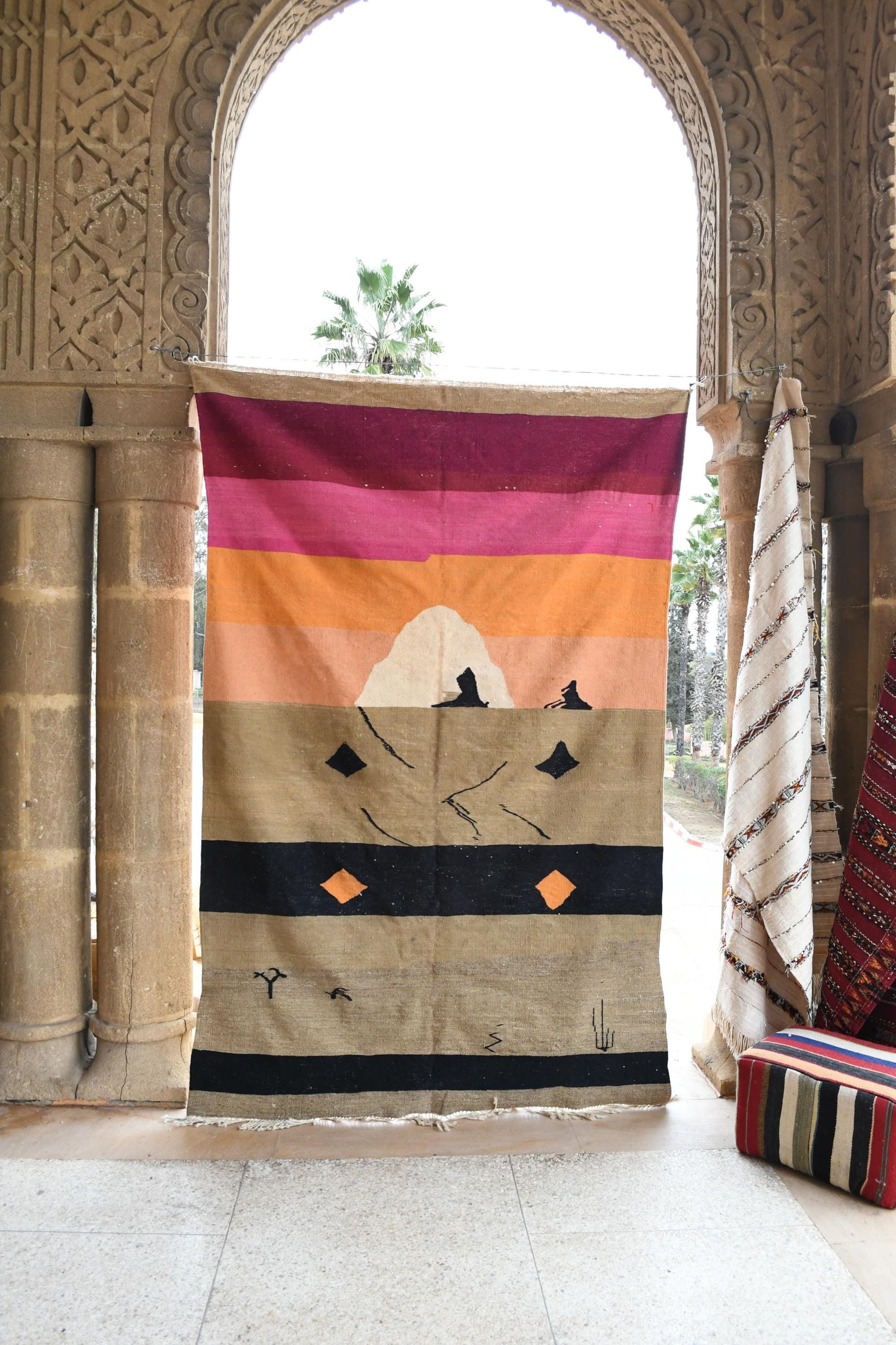 Neutral Sunset Stripe Kilim Rug