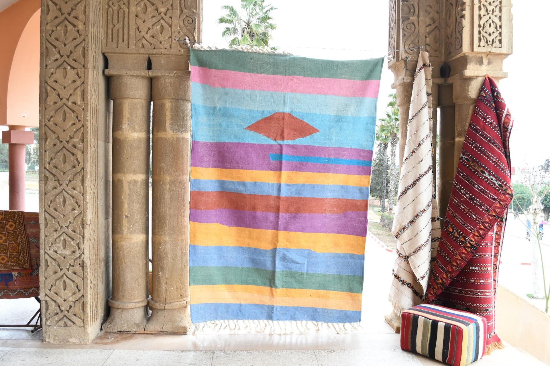 Multicolor Striped Diamond Kilim Rug