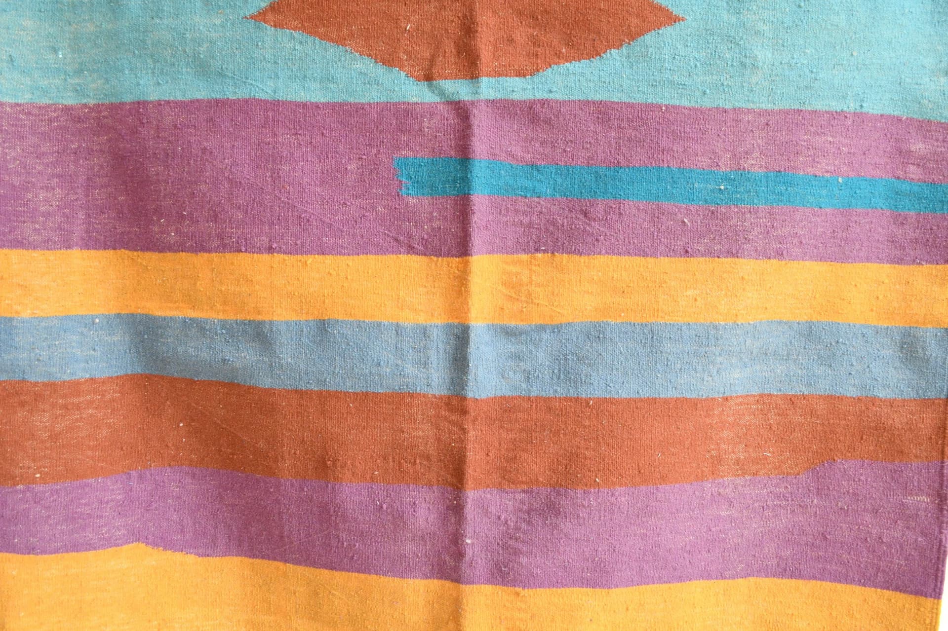 Multicolor Striped Diamond Kilim Rug