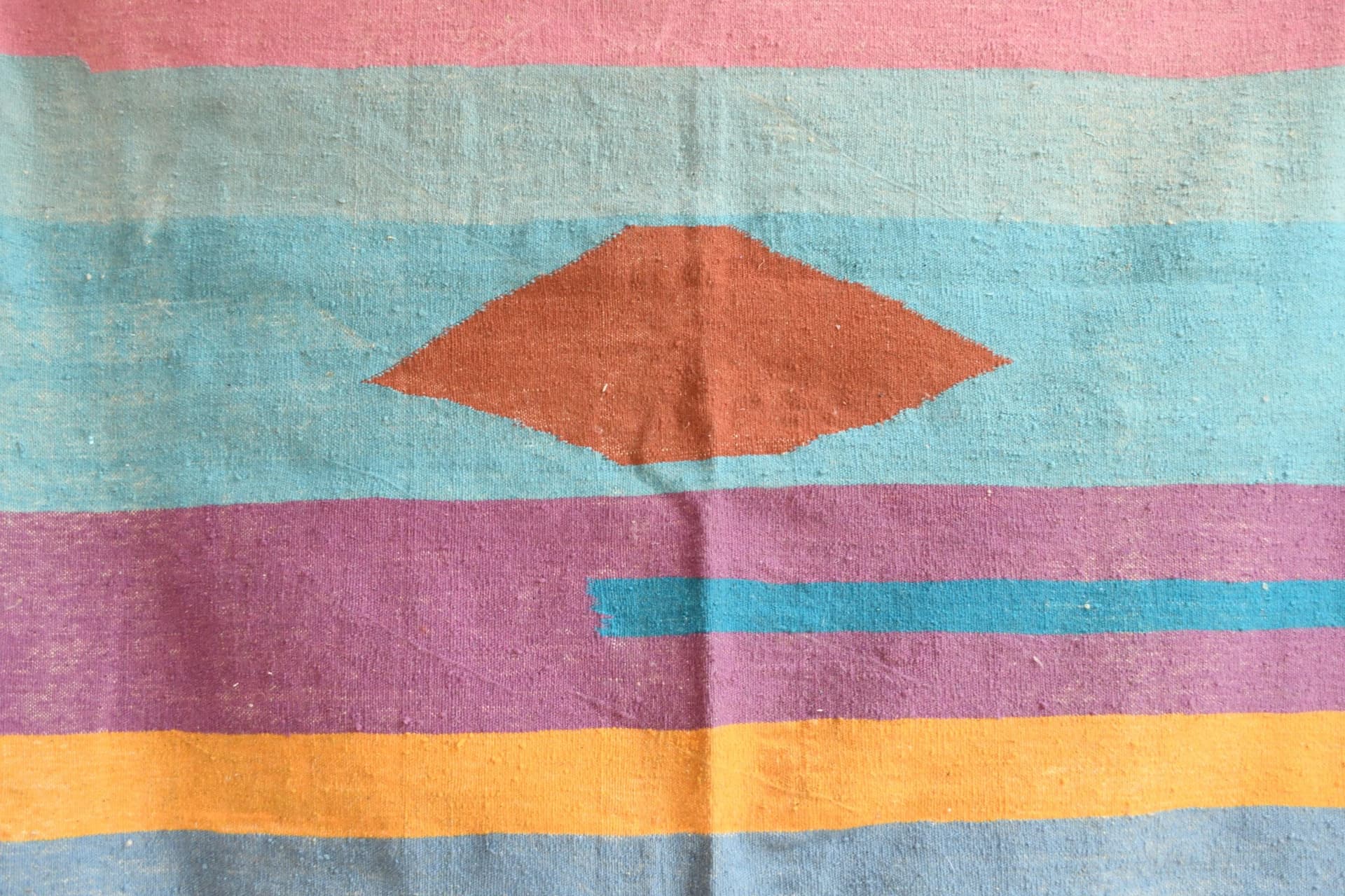 Multicolor Striped Diamond Kilim Rug
