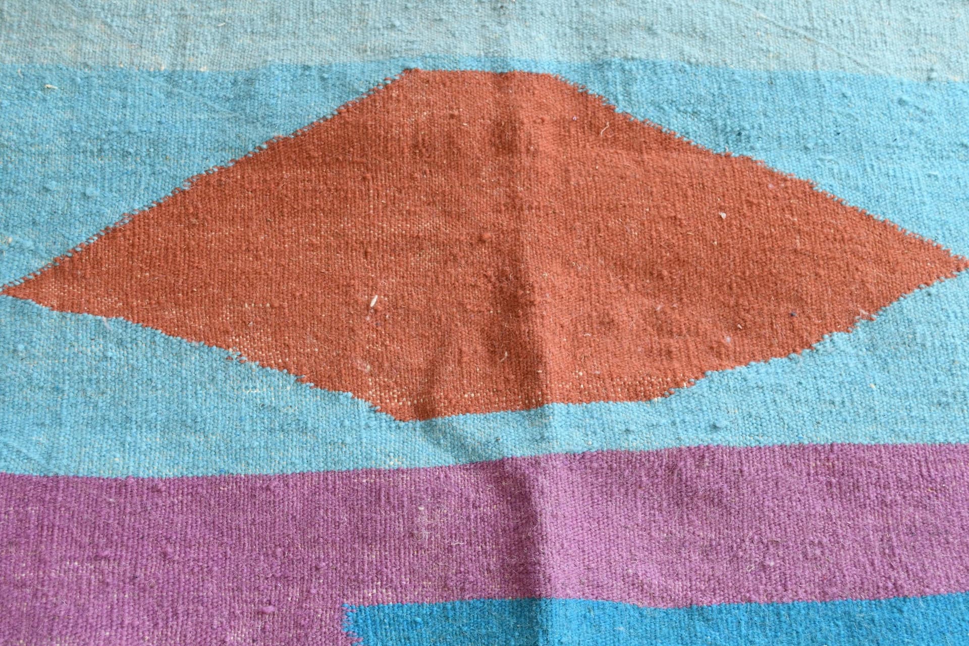 Multicolor Striped Diamond Kilim Rug