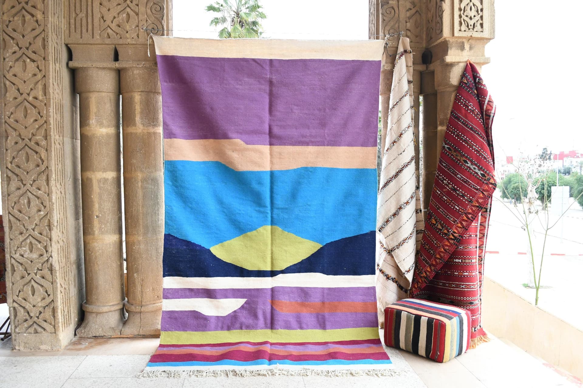 Purple Blue Diamond Kilim Rug
