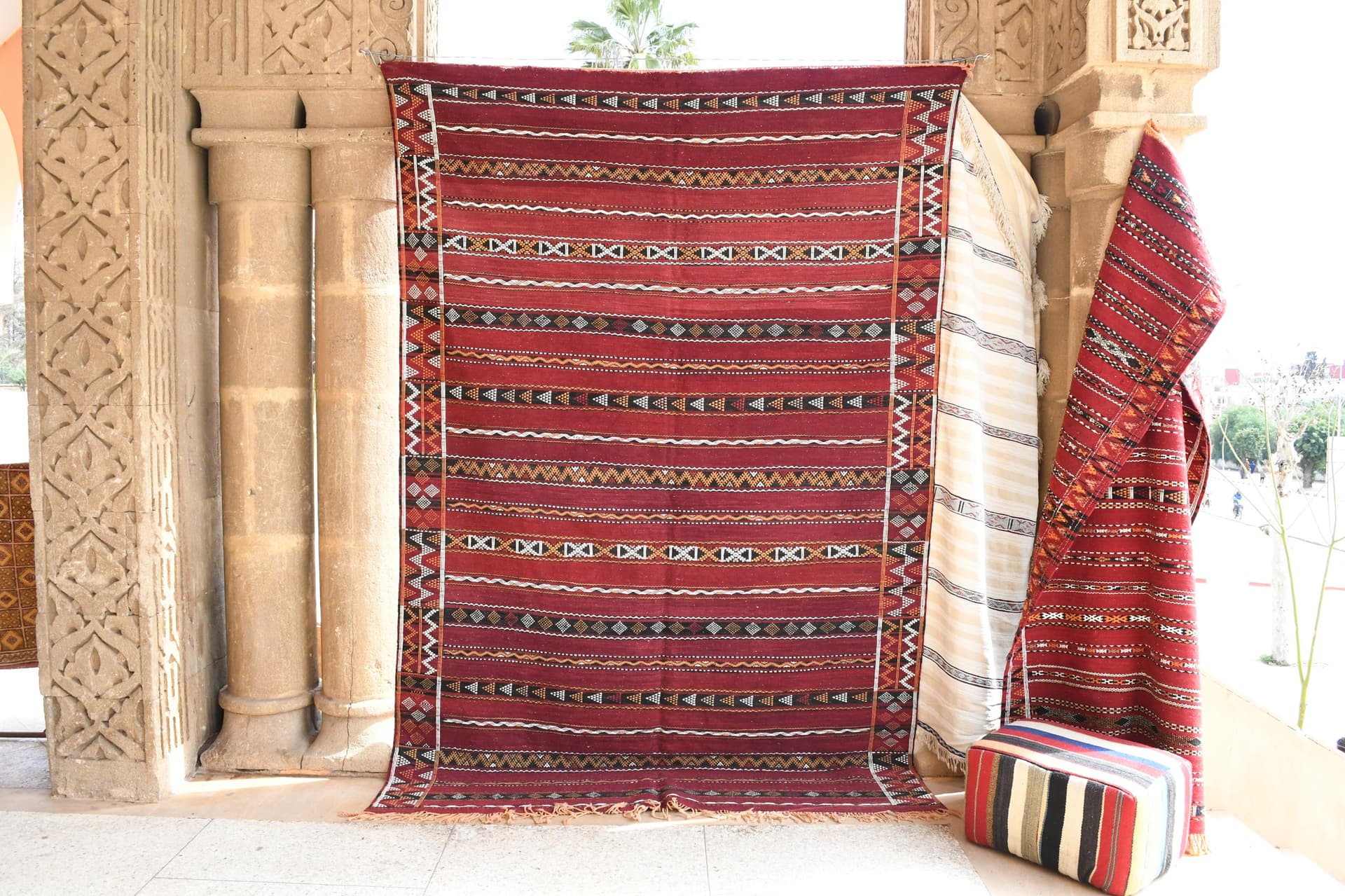Red Geometric Zemmour Rug