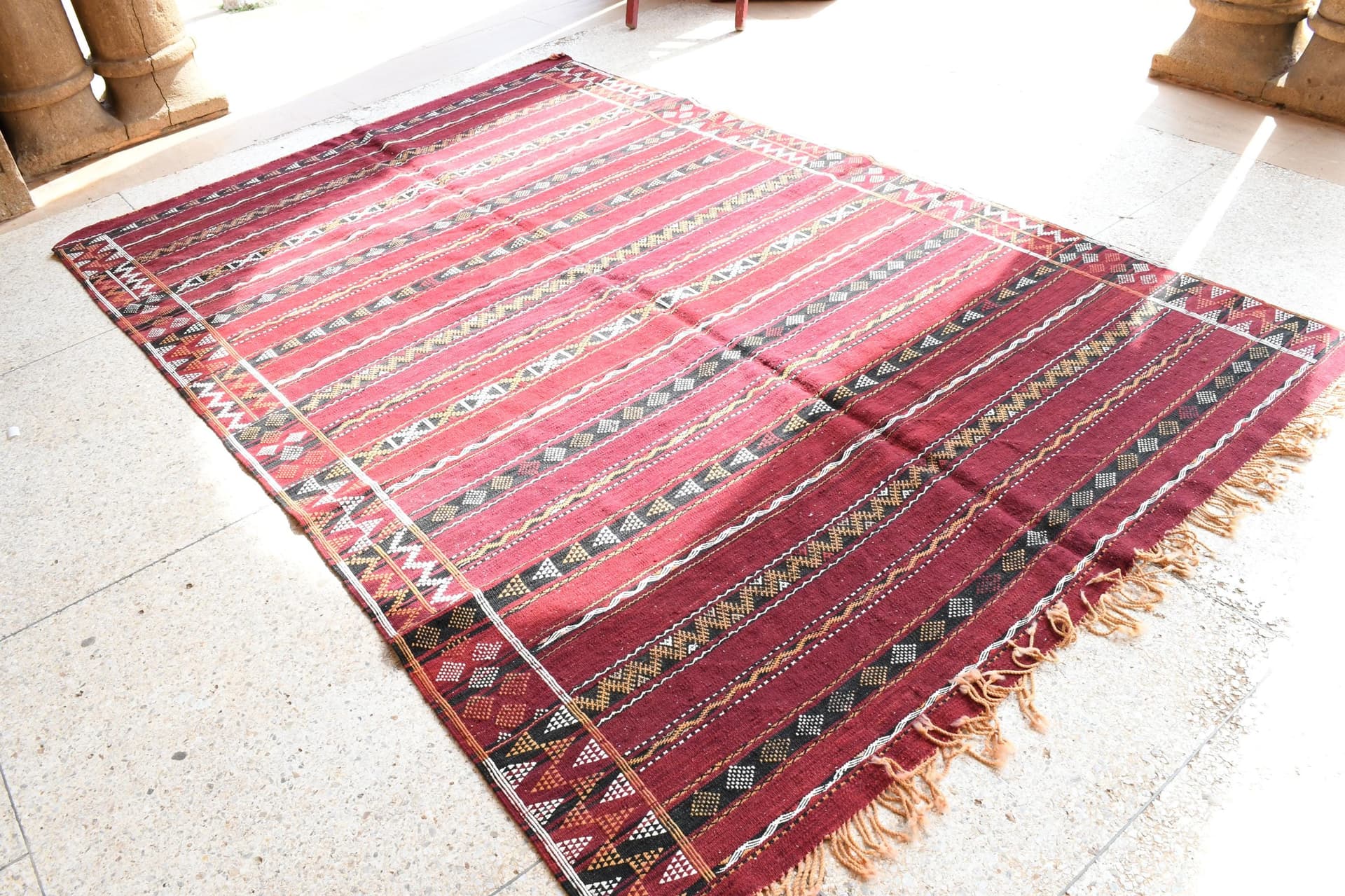 Red Geometric Zemmour Rug