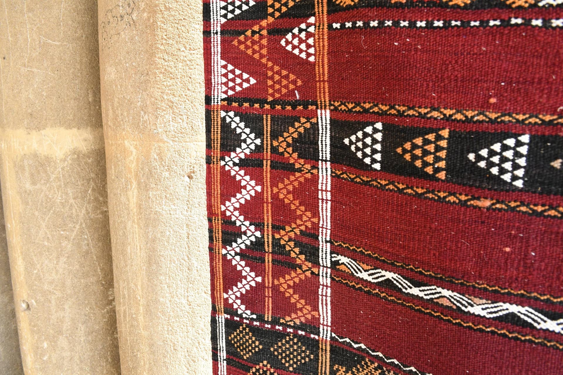 Red Geometric Zemmour Rug