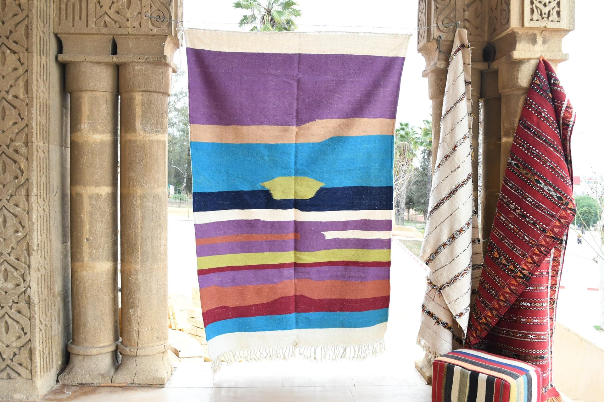 Purple Stripe Kilim Taznakht Rug