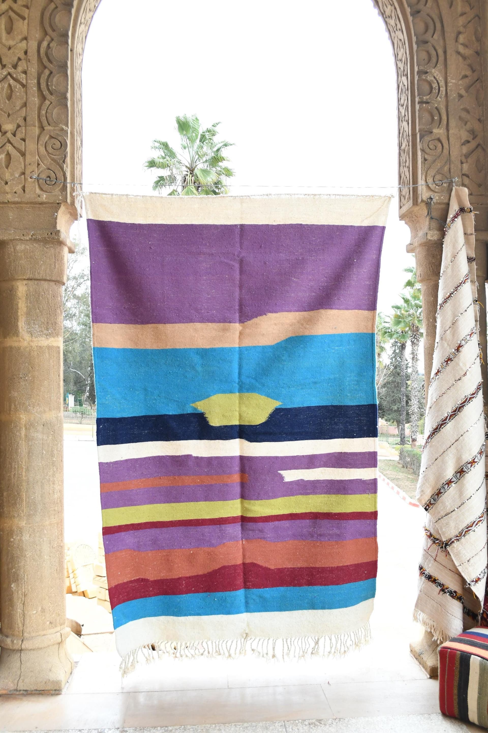 Purple Stripe Kilim Taznakht Rug