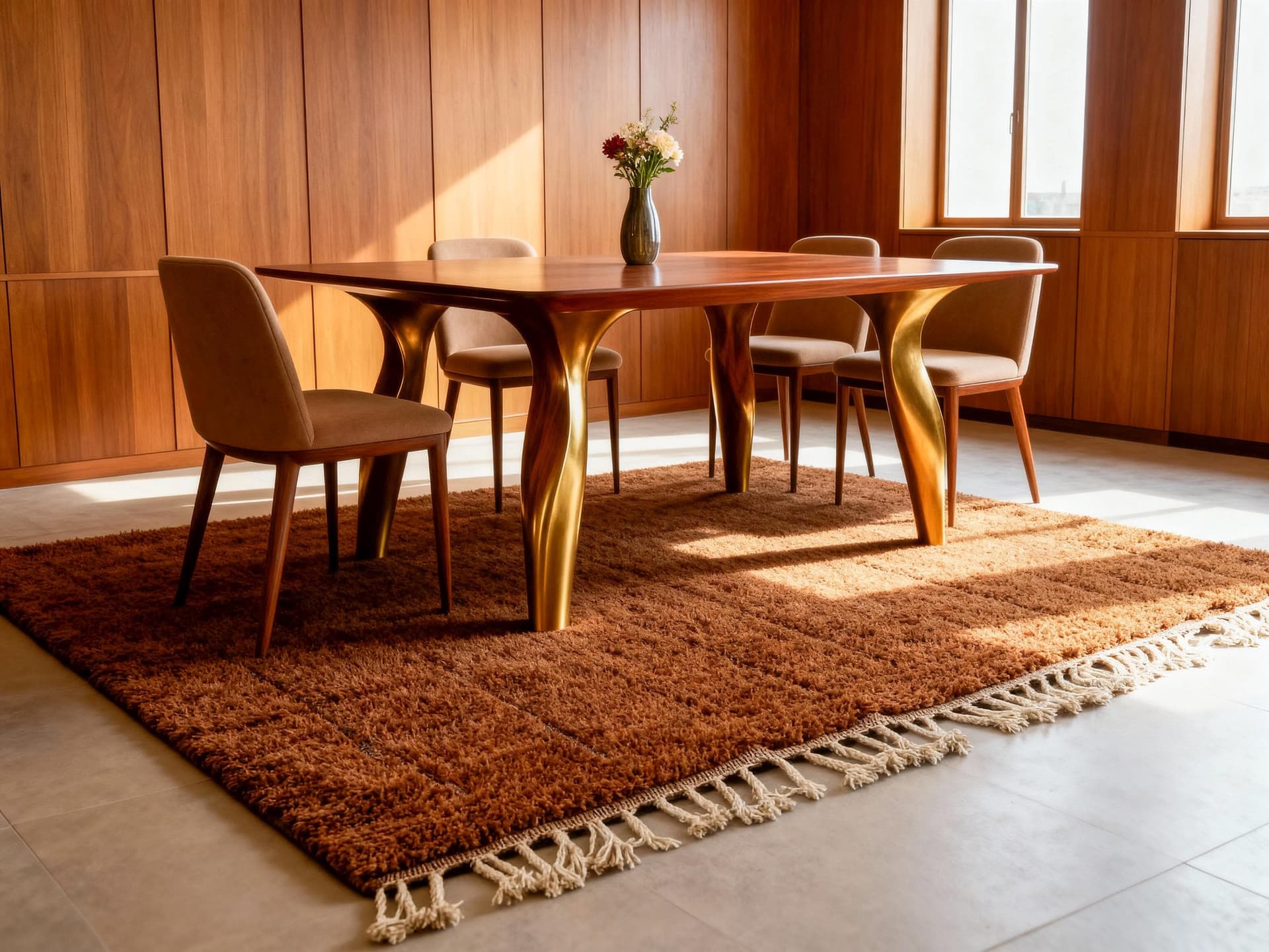 Brown Fringed Shag Rug