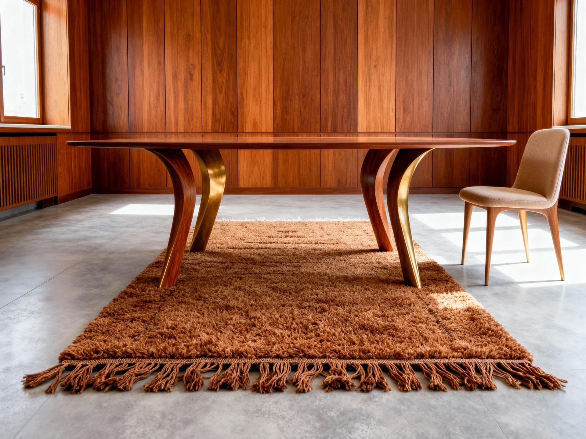 Brown Fringed Shag Rug