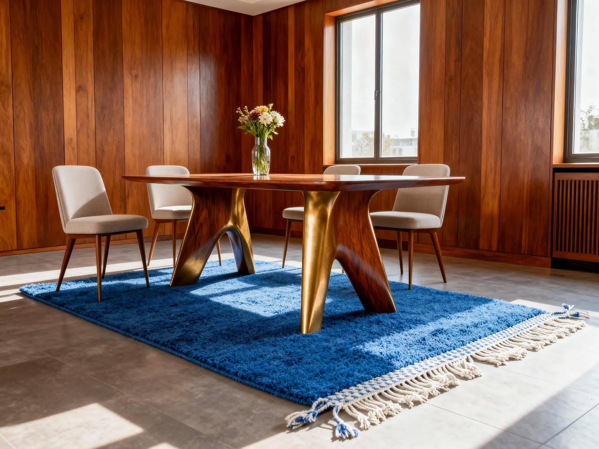 Blue Fringed Shag Rug