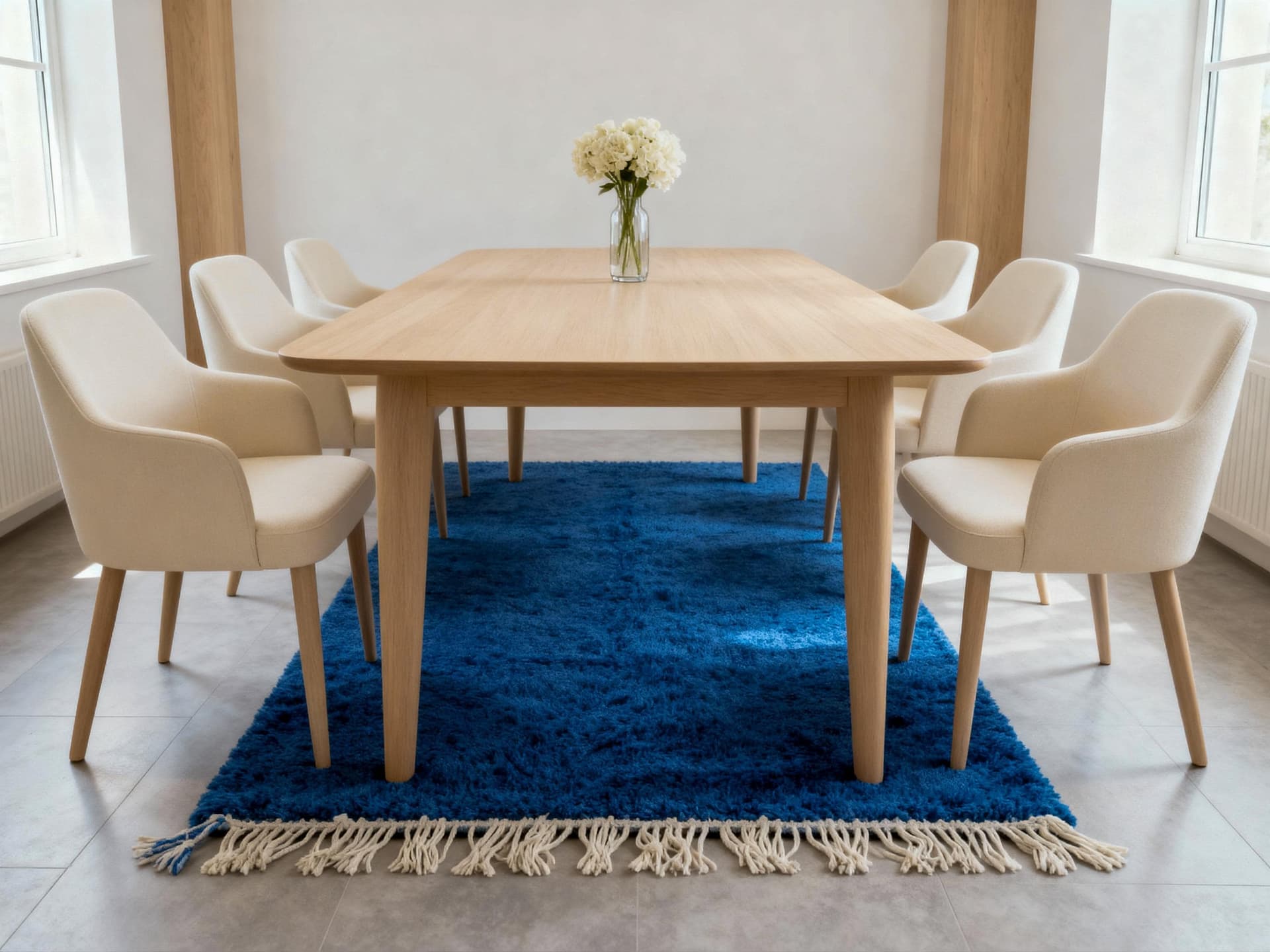 Blue Fringed Shag Rug