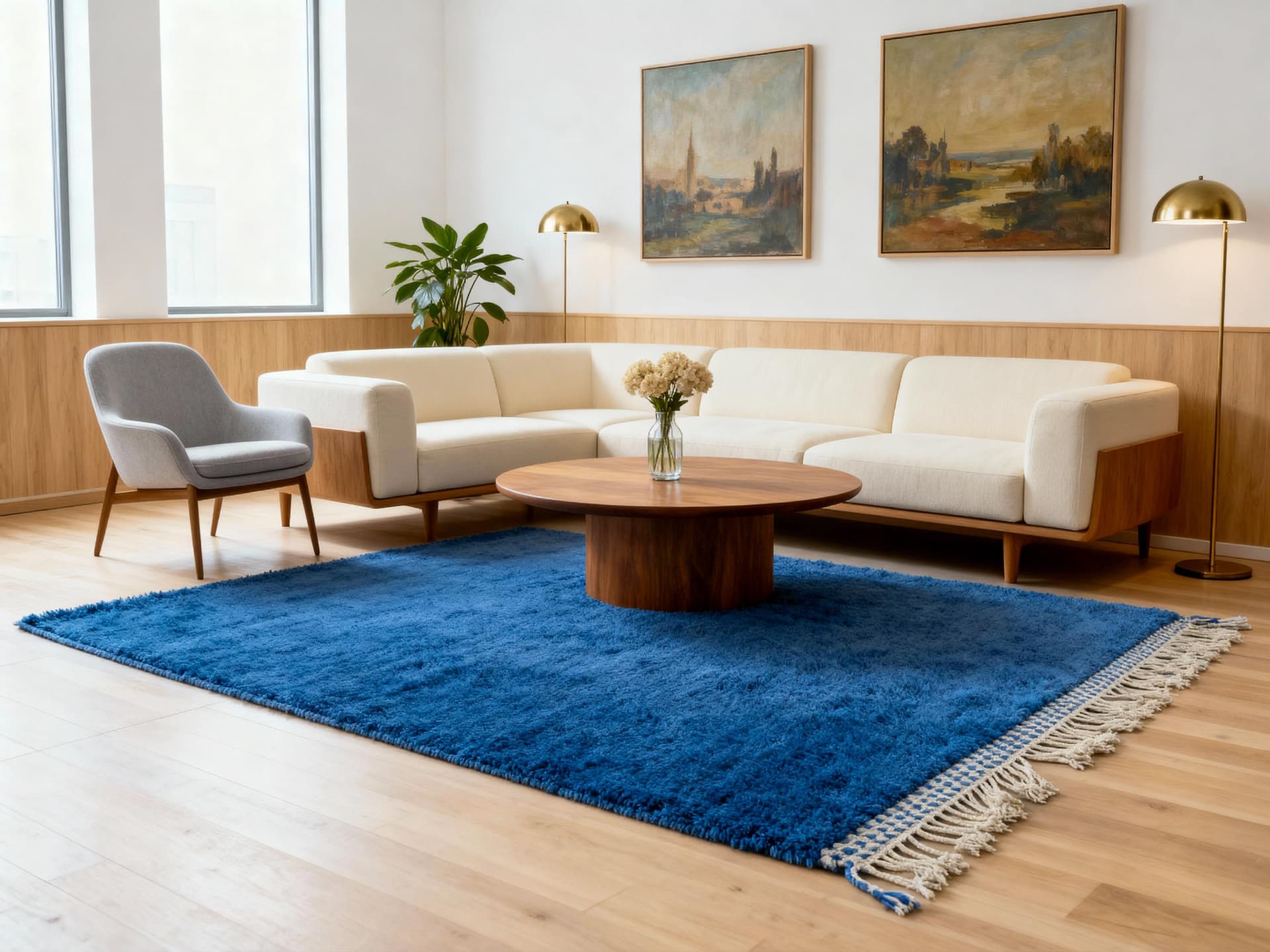 Blue Fringed Shag Rug