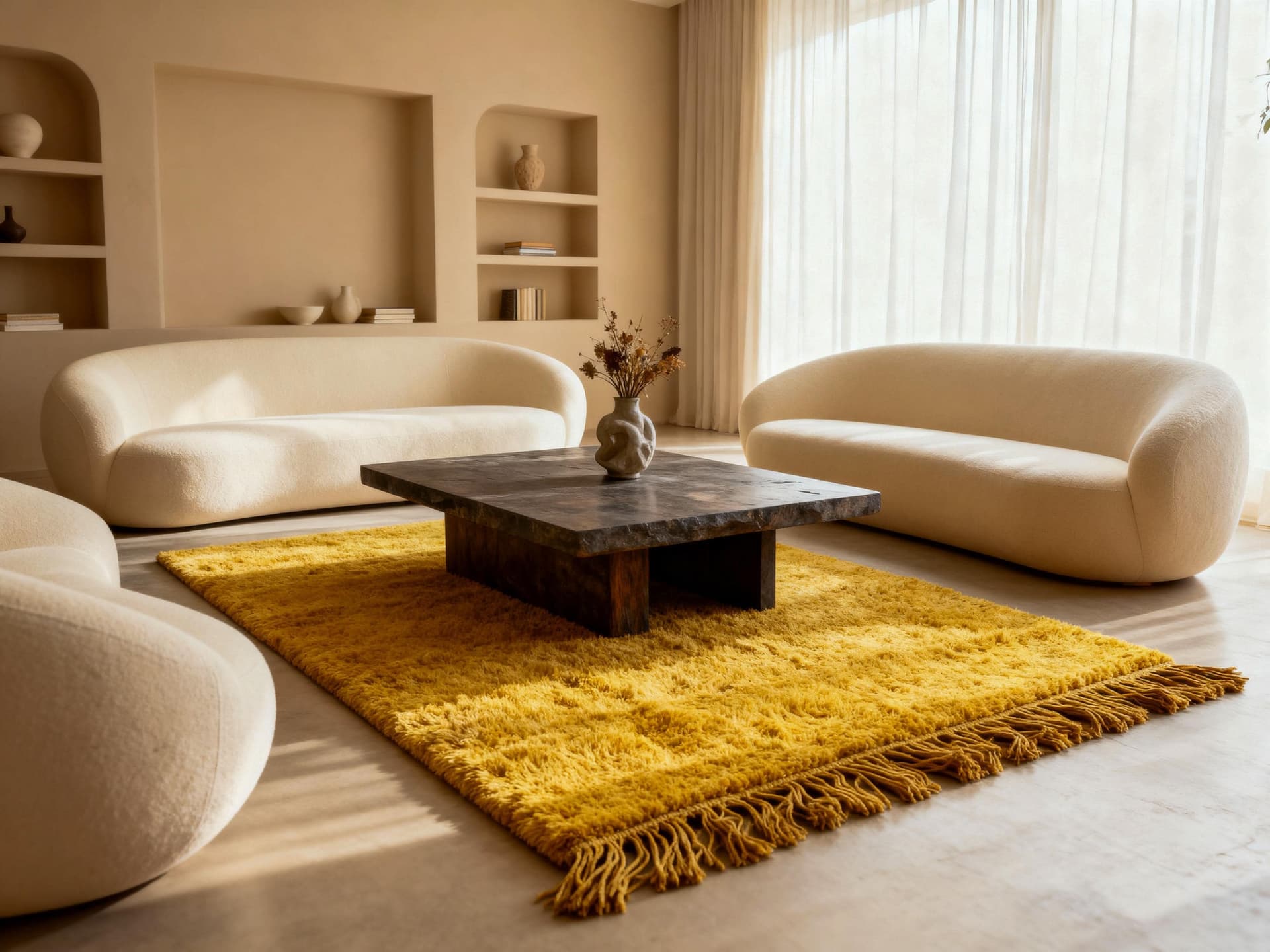 Yellow Fringed Beni Ourain Rug