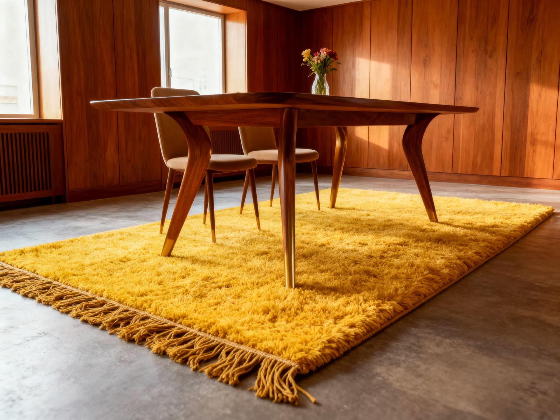 Yellow Fringed Beni Ourain Rug