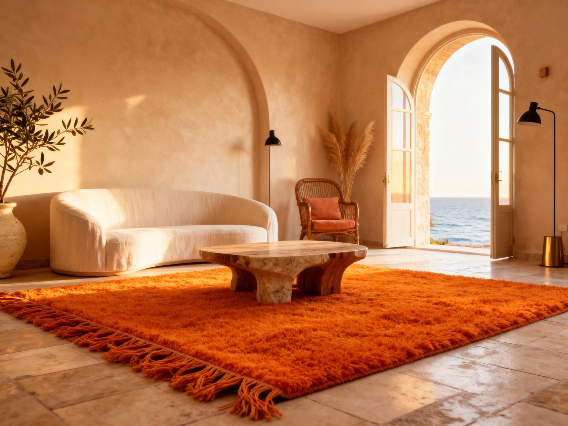 Orange Plush Shag Rug