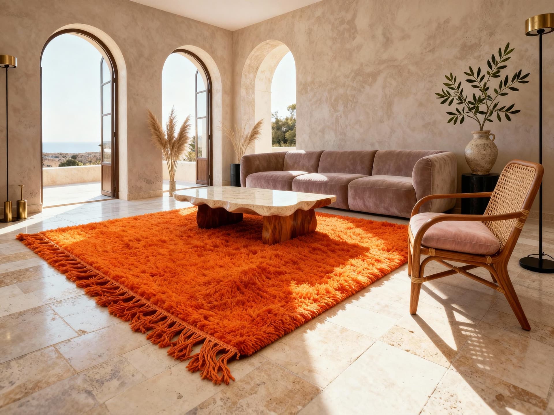 Orange Plush Shag Rug