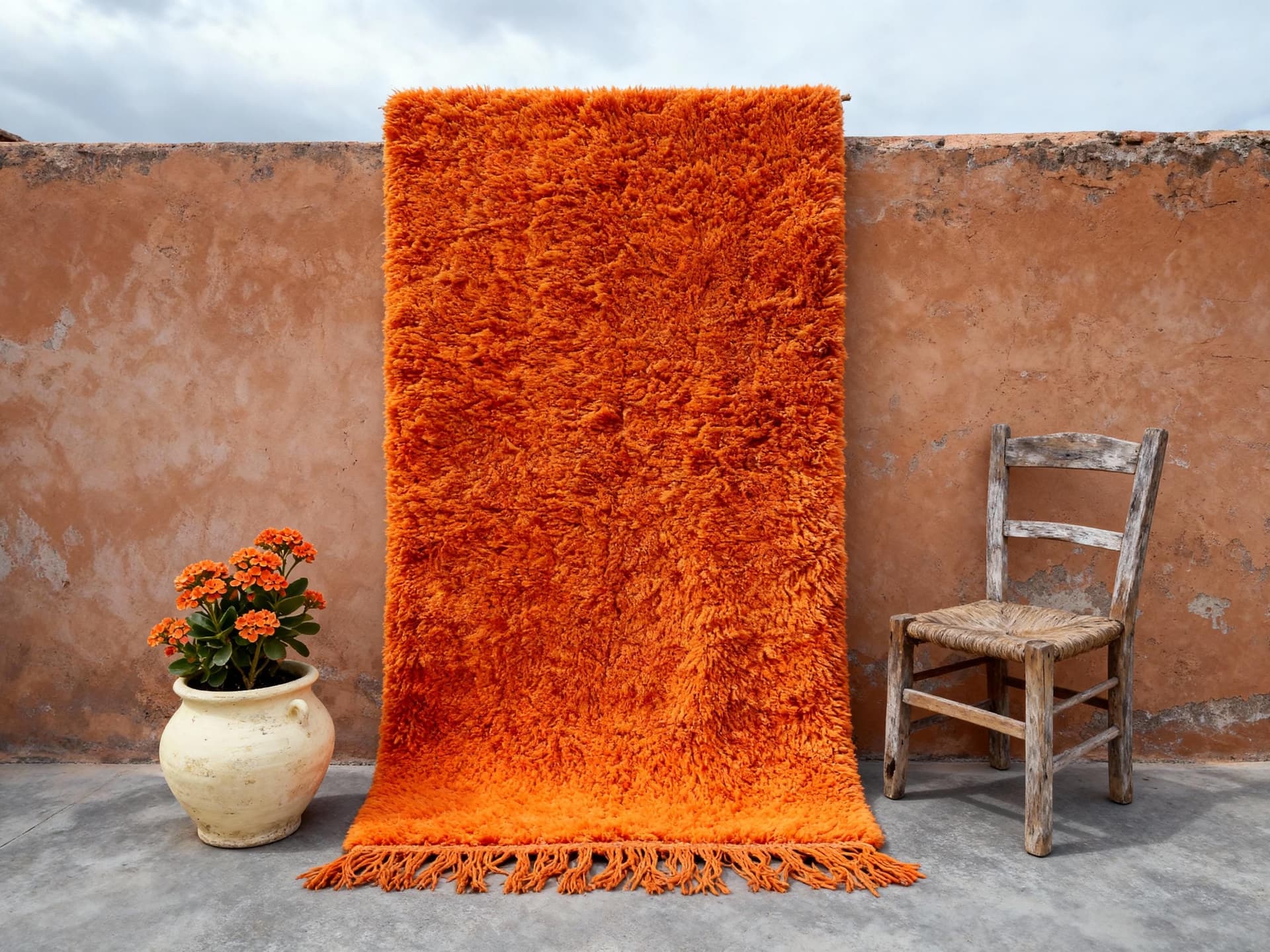 Orange Plush Shag Rug