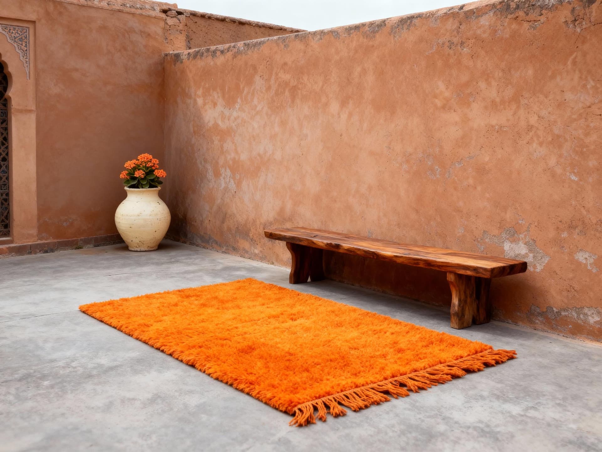 Orange Plush Shag Rug