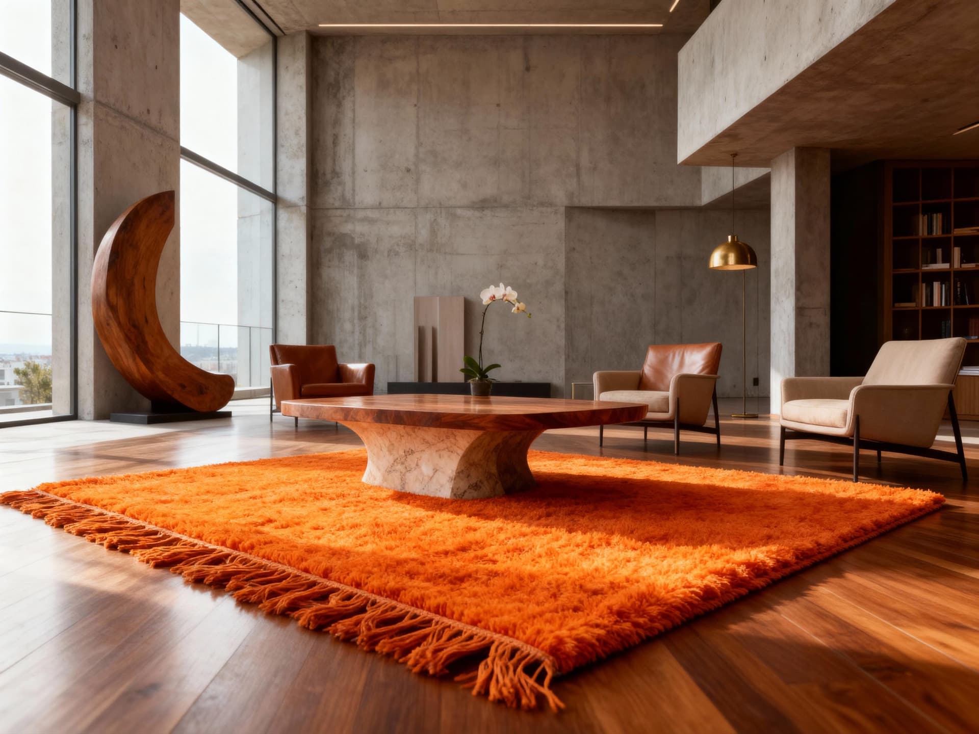 Orange Plush Shag Rug