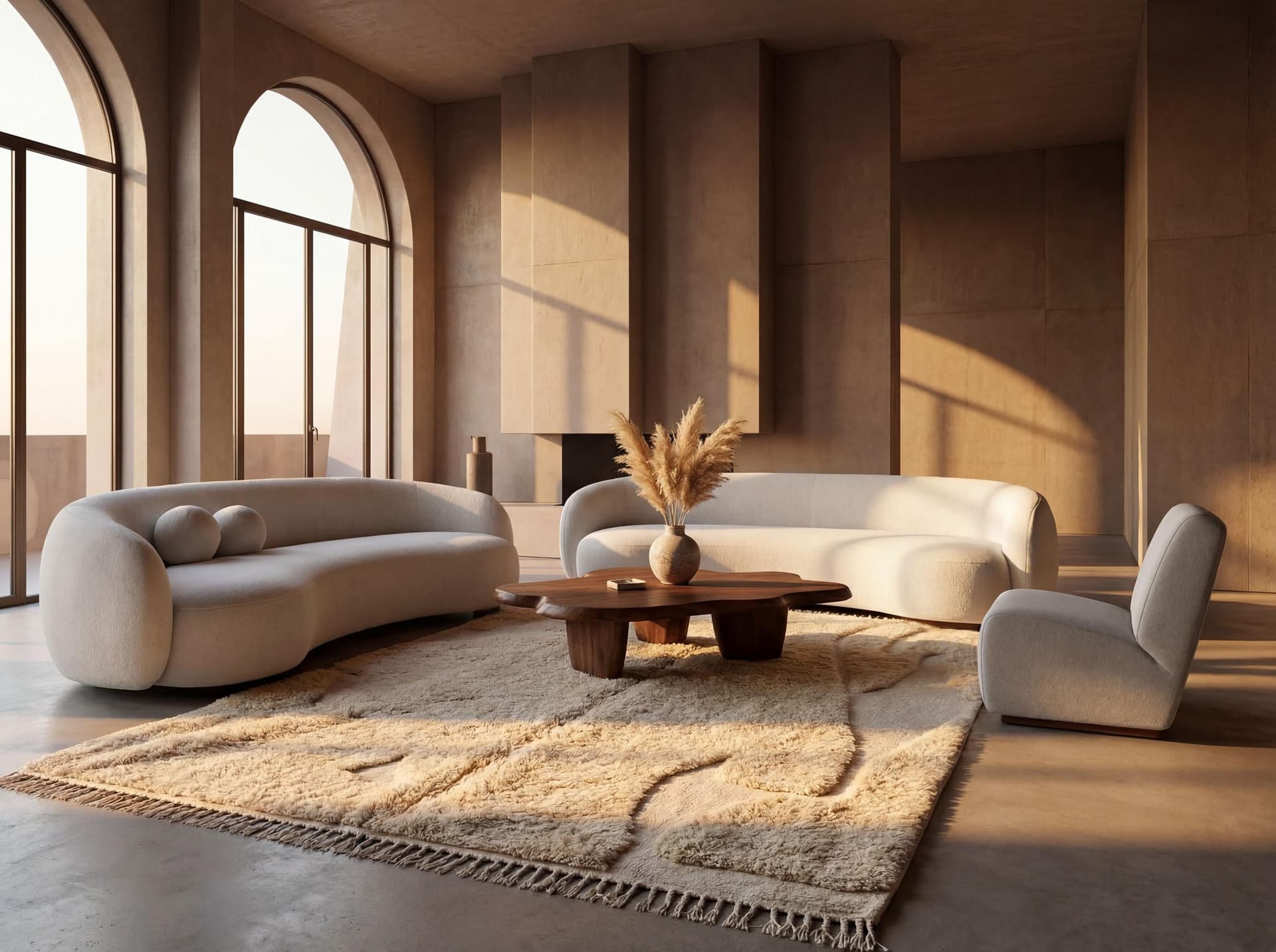Ivory Abstract Panel Beni Ourain Rug