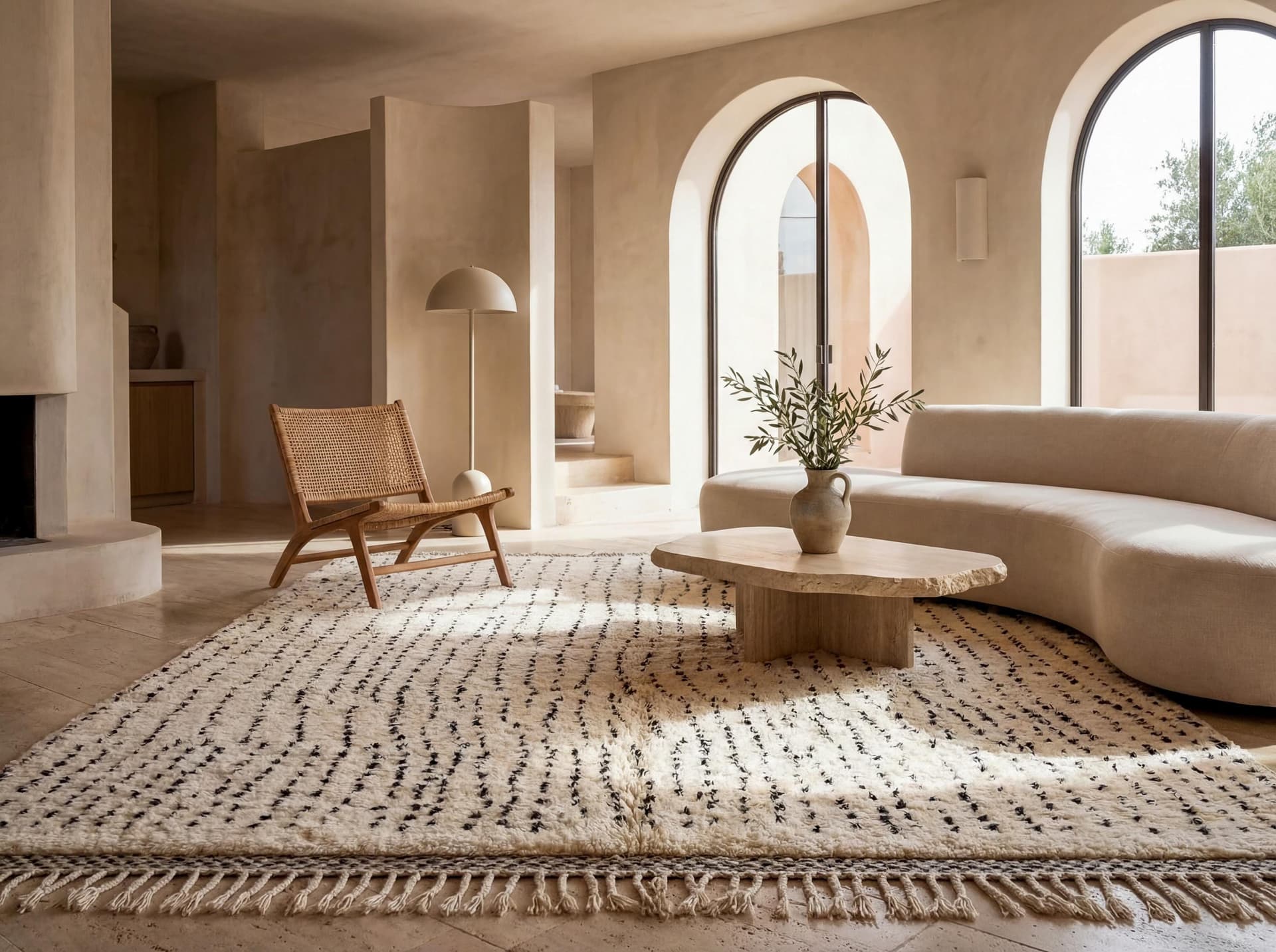 Neutral Vertical Dot Beni Ourain Rug