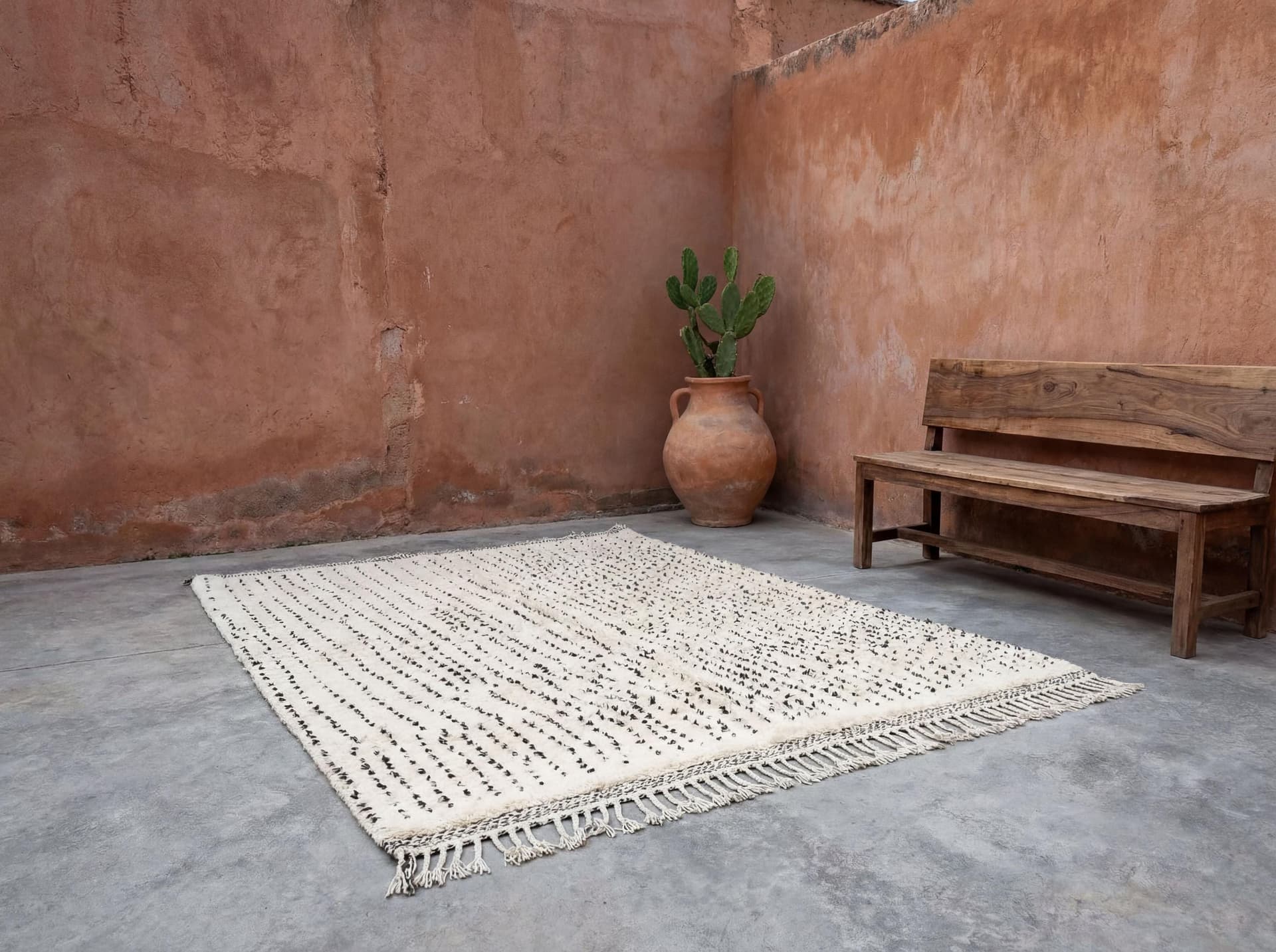 Neutral Vertical Dot Beni Ourain Rug