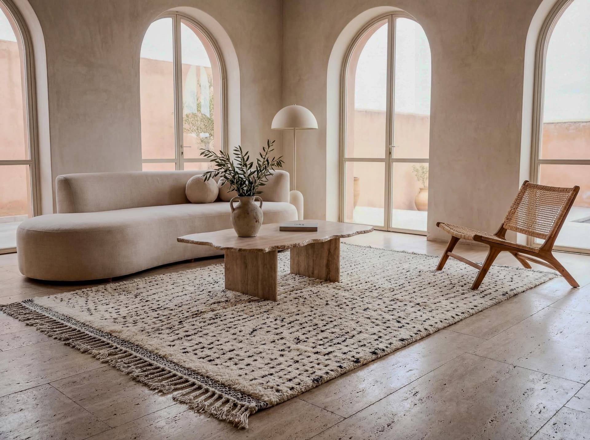 Neutral Vertical Dot Beni Ourain Rug