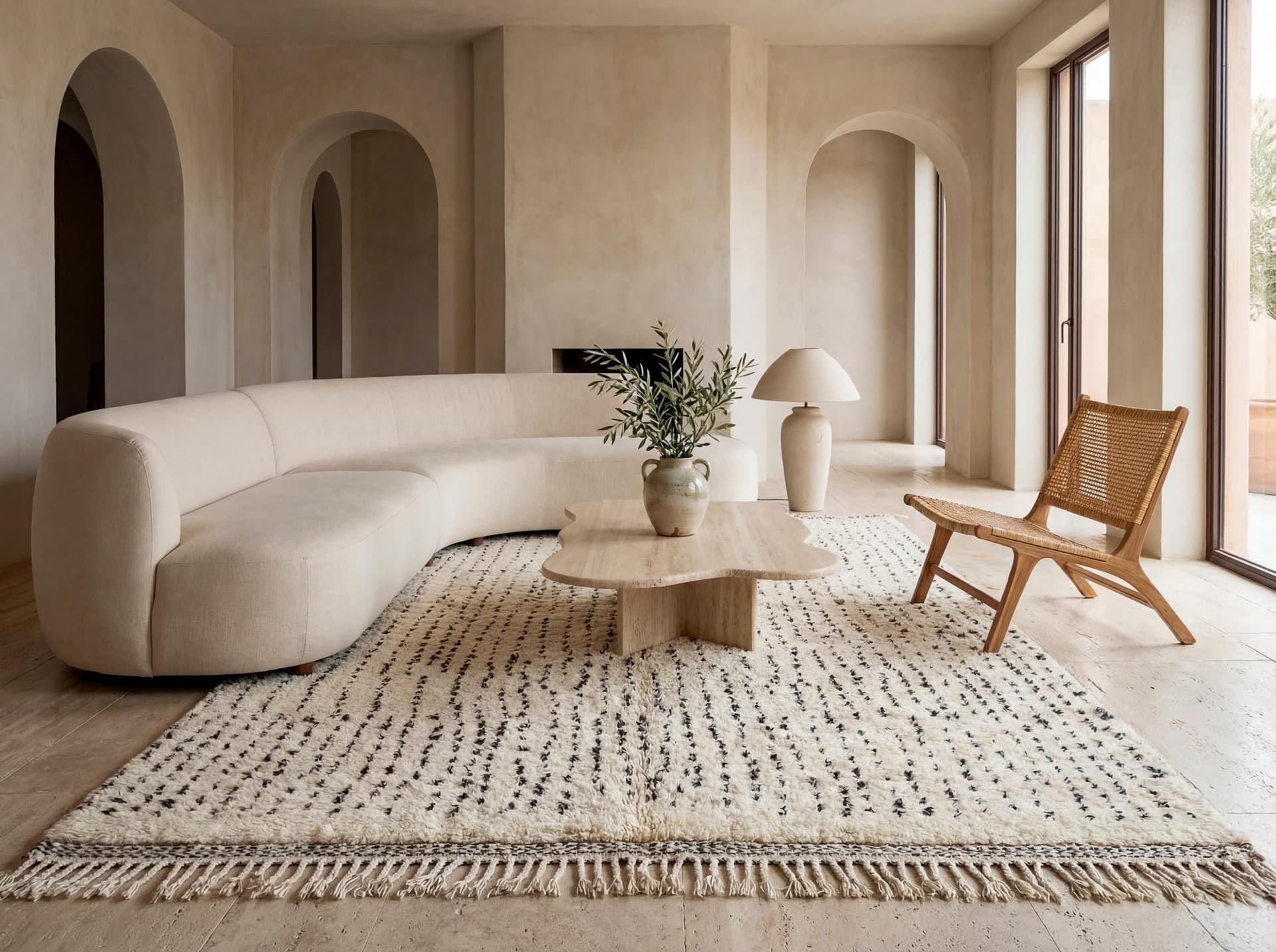 Neutral Vertical Dot Beni Ourain Rug