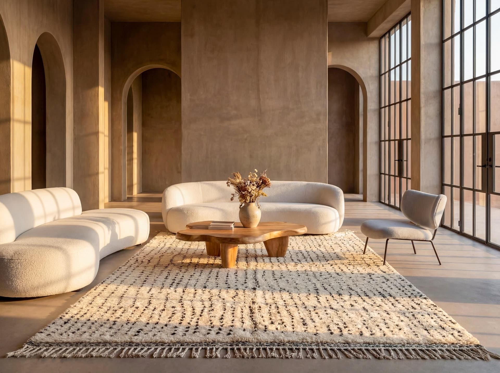 Neutral Vertical Dot Beni Ourain Rug