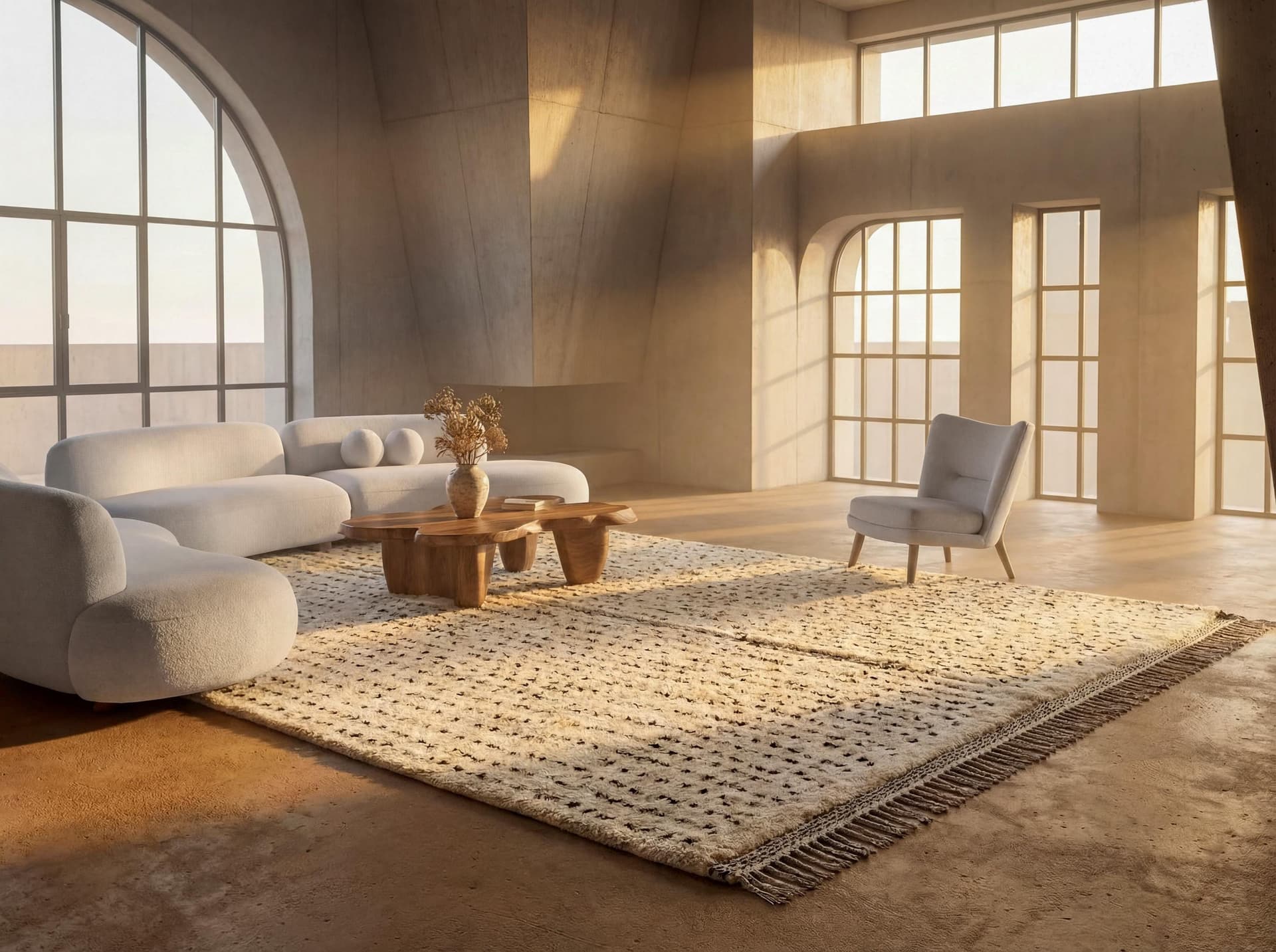 Neutral Vertical Dot Beni Ourain Rug