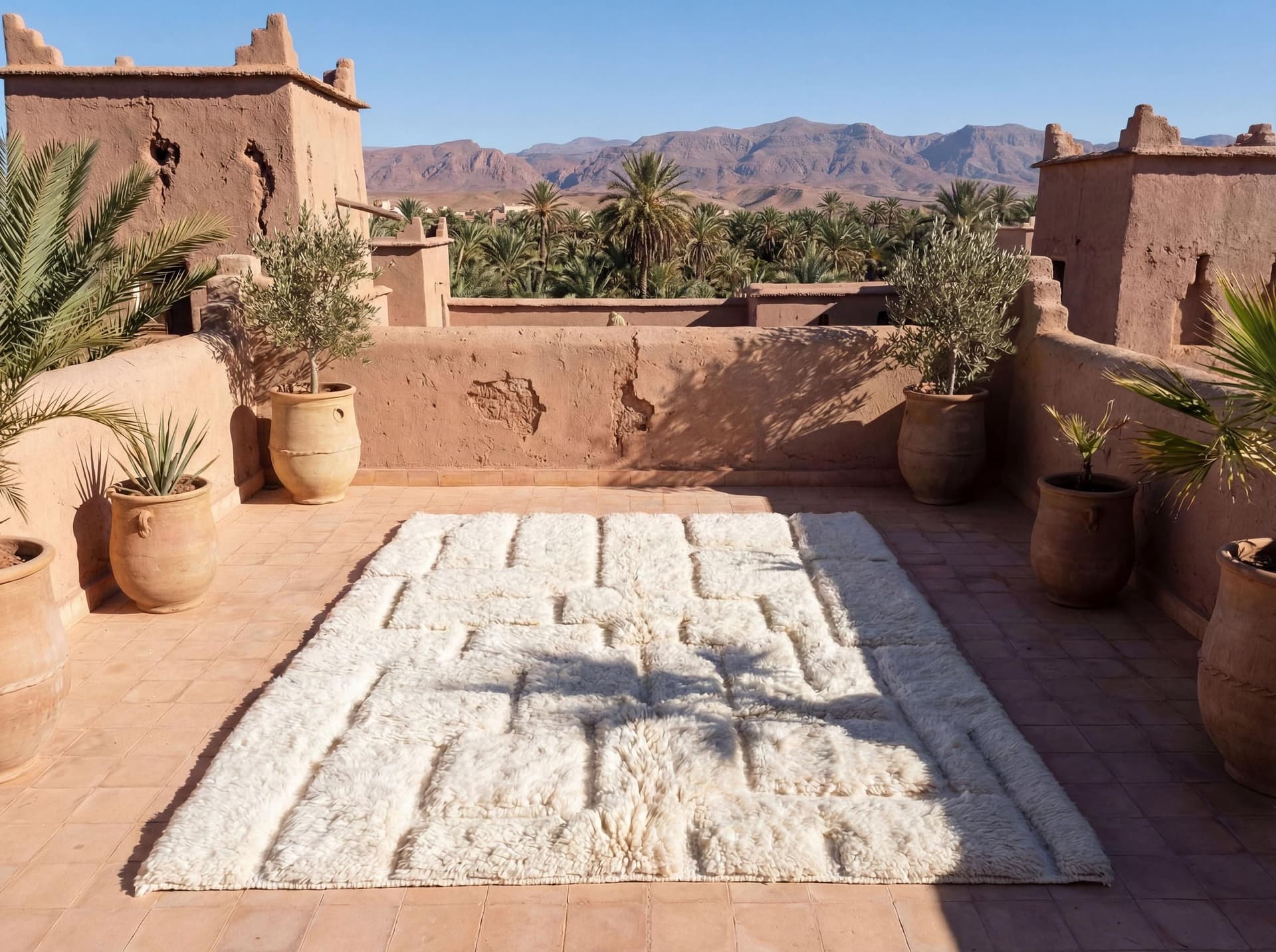 Ivory Geometric Shag Rug